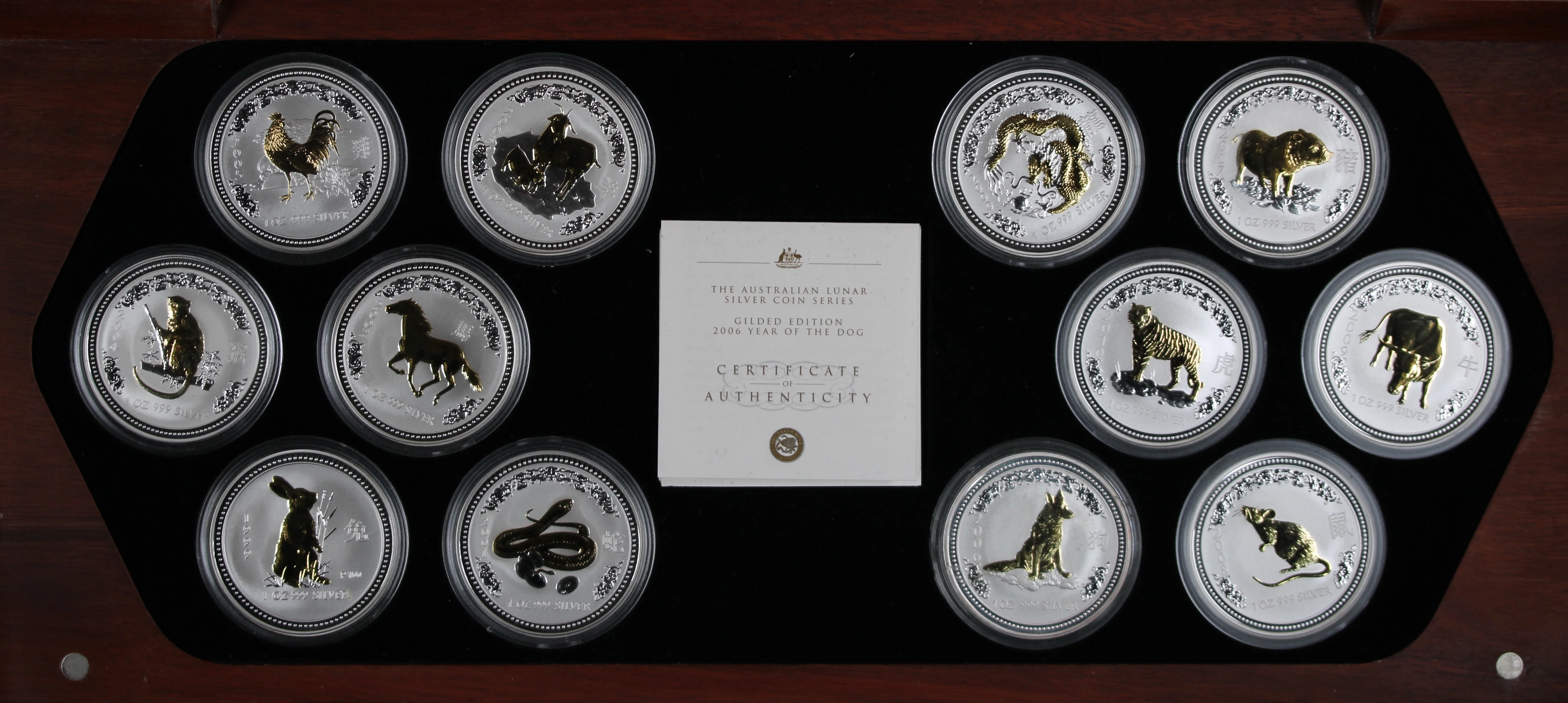 1999-2010 1oz Gilded Silver Lunar Series I - 12 Year Coin Collection in Box - Image 2