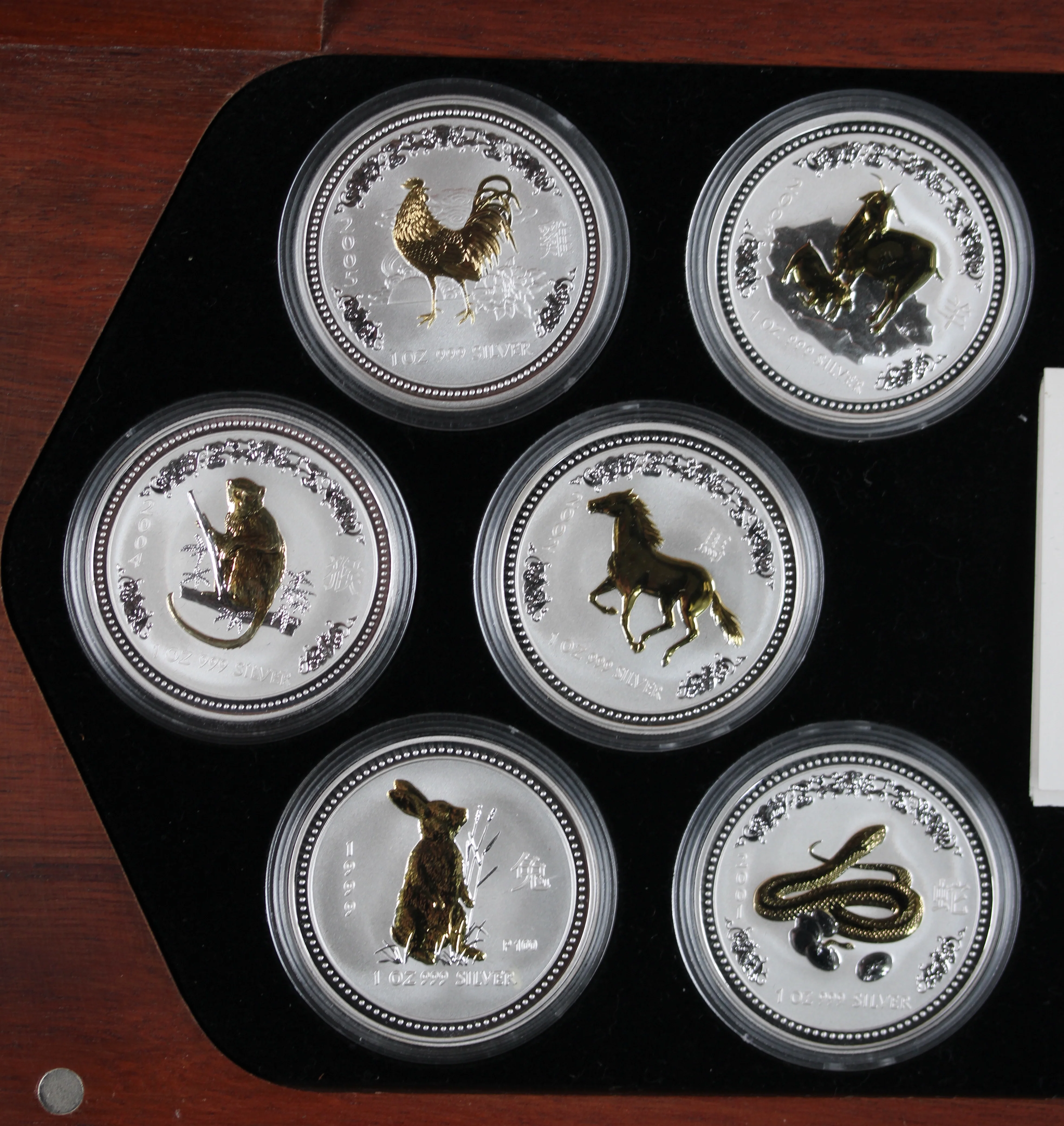 1999-2010 1oz Gilded Silver Lunar Series I - 12 Year Coin Collection in Box - Image 3