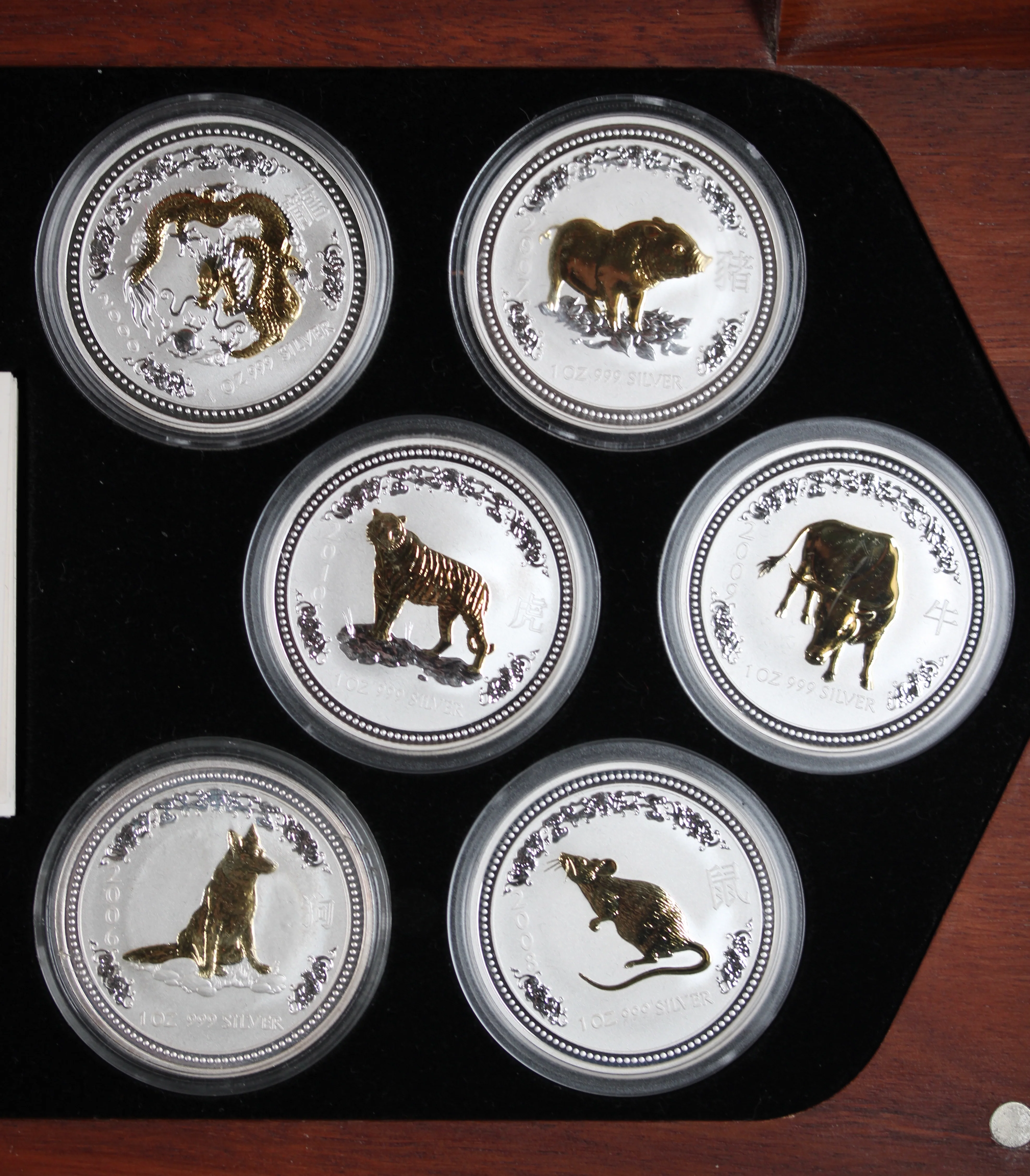 1999-2010 1oz Gilded Silver Lunar Series I - 12 Year Coin Collection in Box - Image 4
