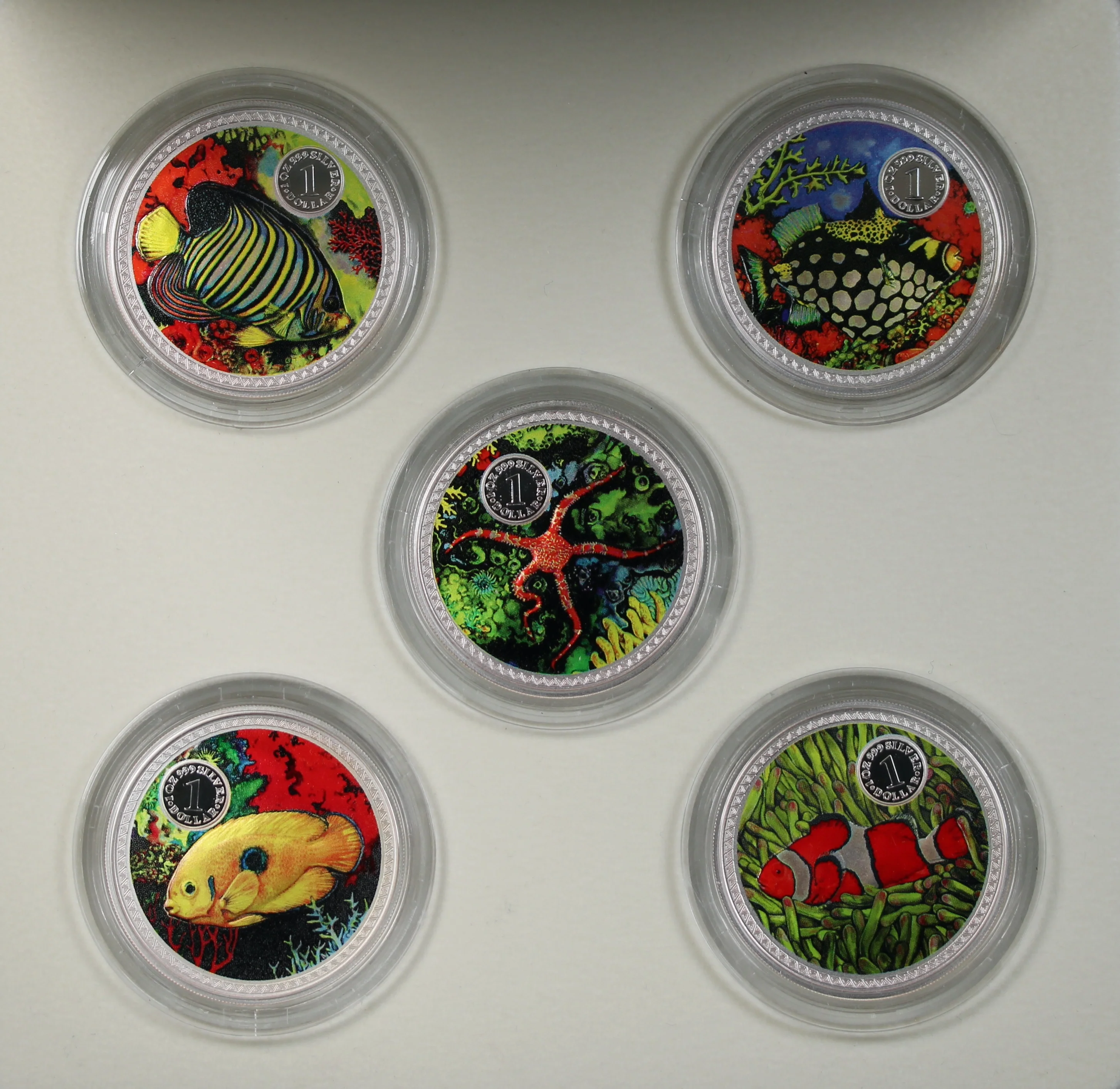 1999 Marine Animals 5 Coin 1oz Silver Set