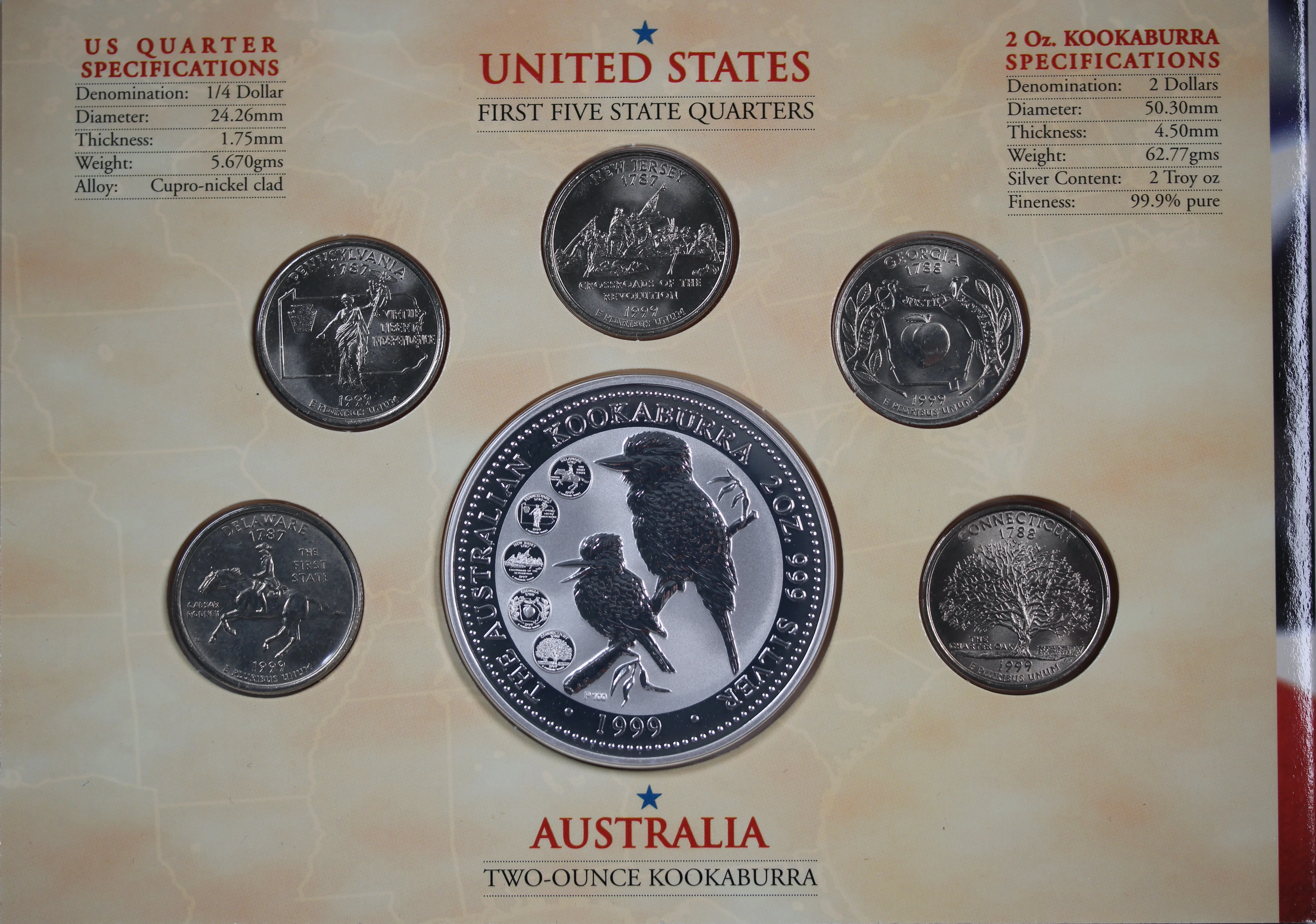1999 Kookaburra 2oz Silver Coin Honour Mark Collection - First Five States - Image 3