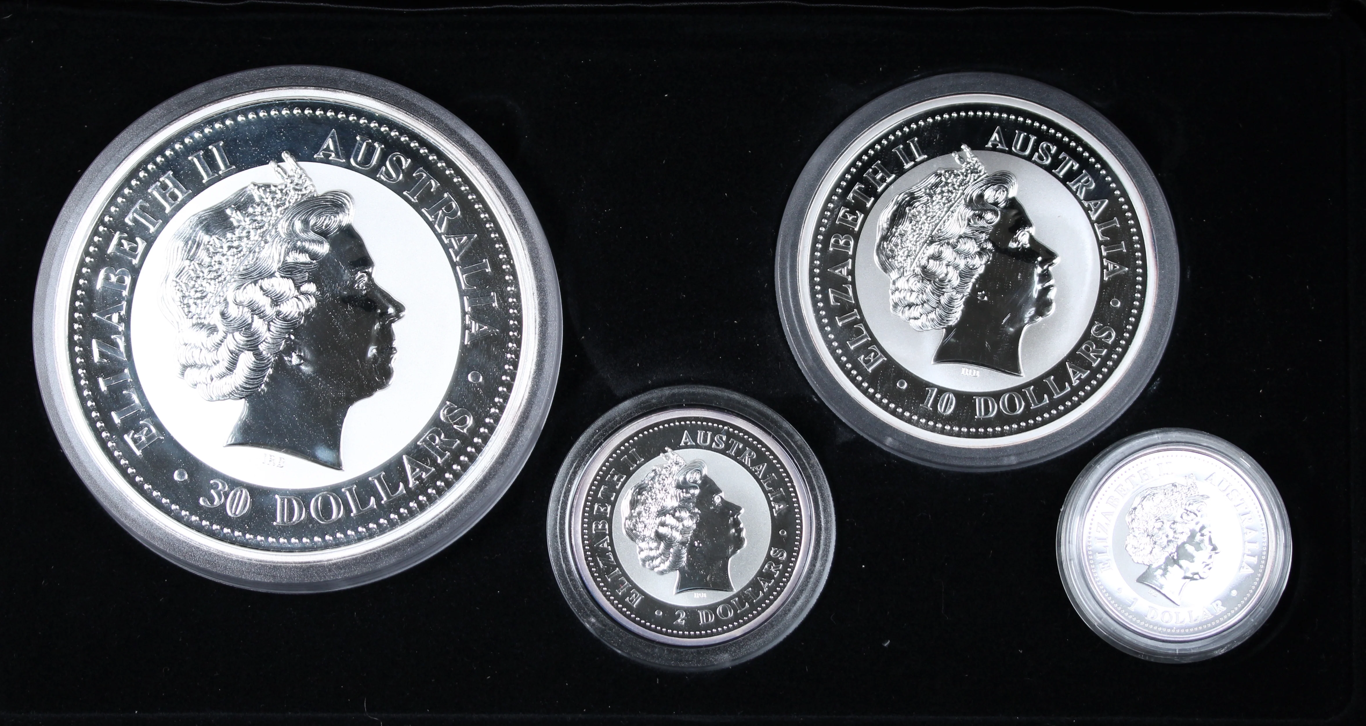 1999 Kookaburra Silver Large Coin Series (1kg, 10oz, 2oz, 1oz) - Image 2