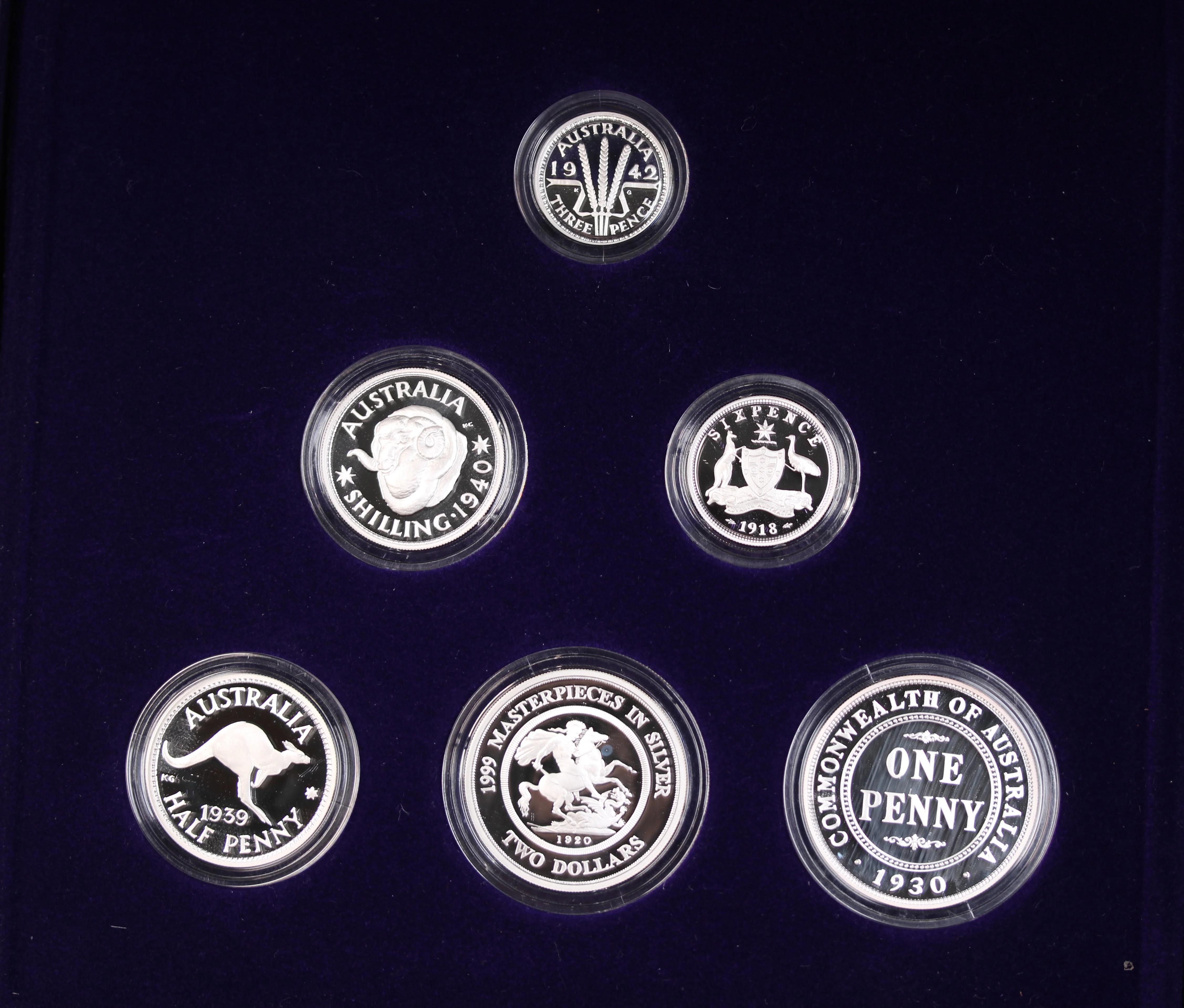 1999 Masterpieces In Silver Memories 6 Coin Proof Set