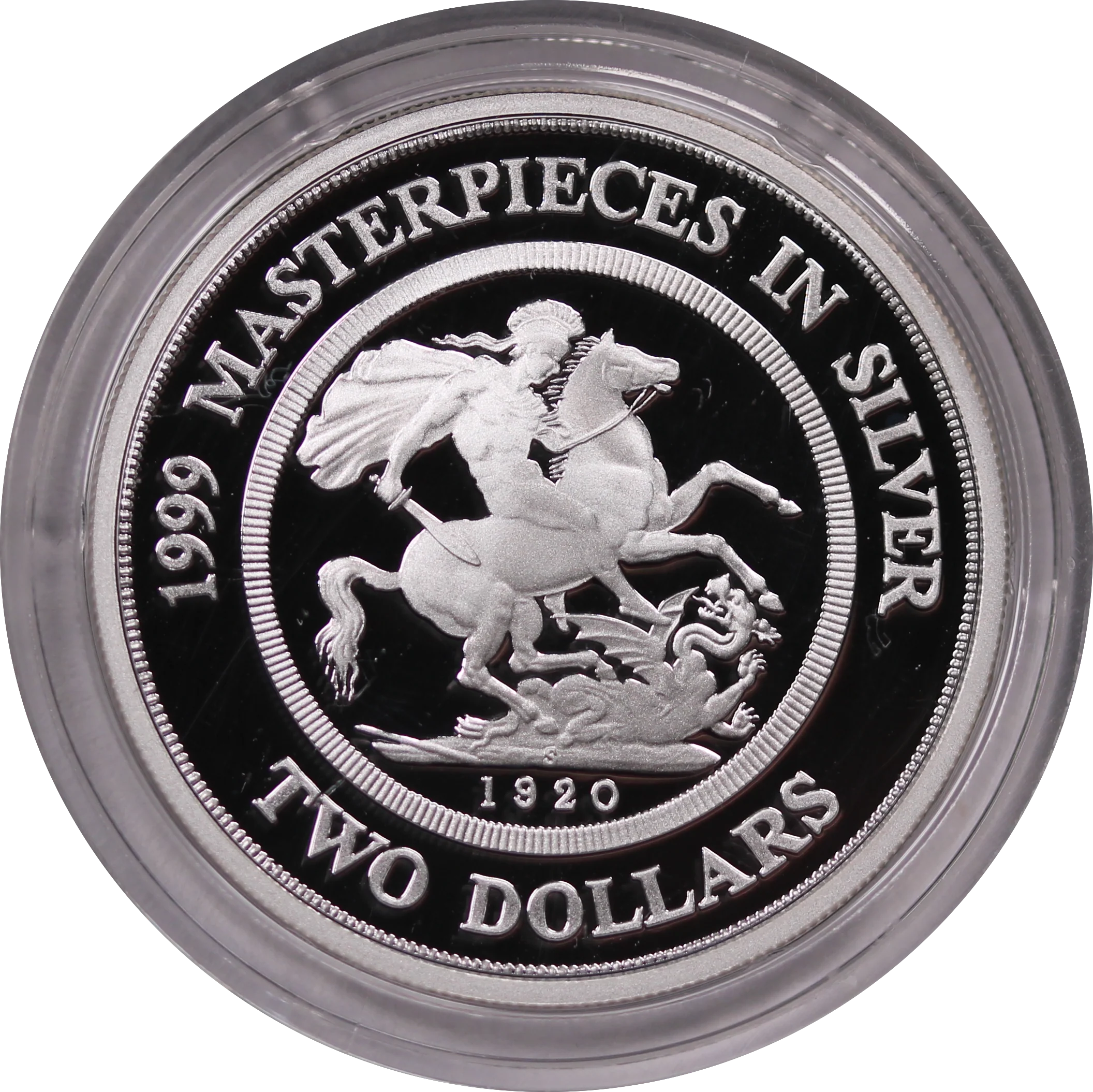 1999 Silver Proof $2 St George and Dragon Coin in Capsule