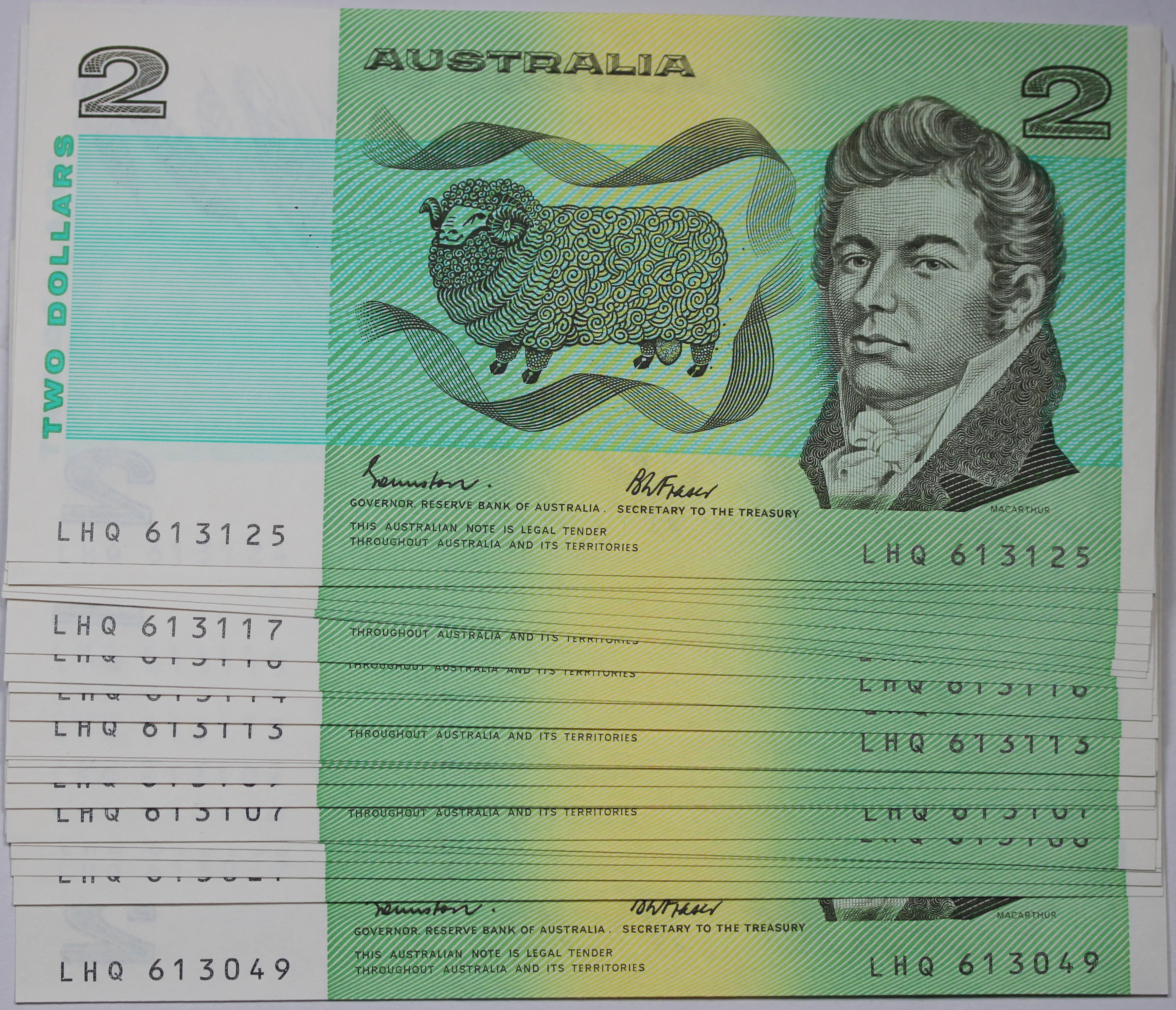 $2 1985 Johnston/Fraser Consecutive run of 25 UNC