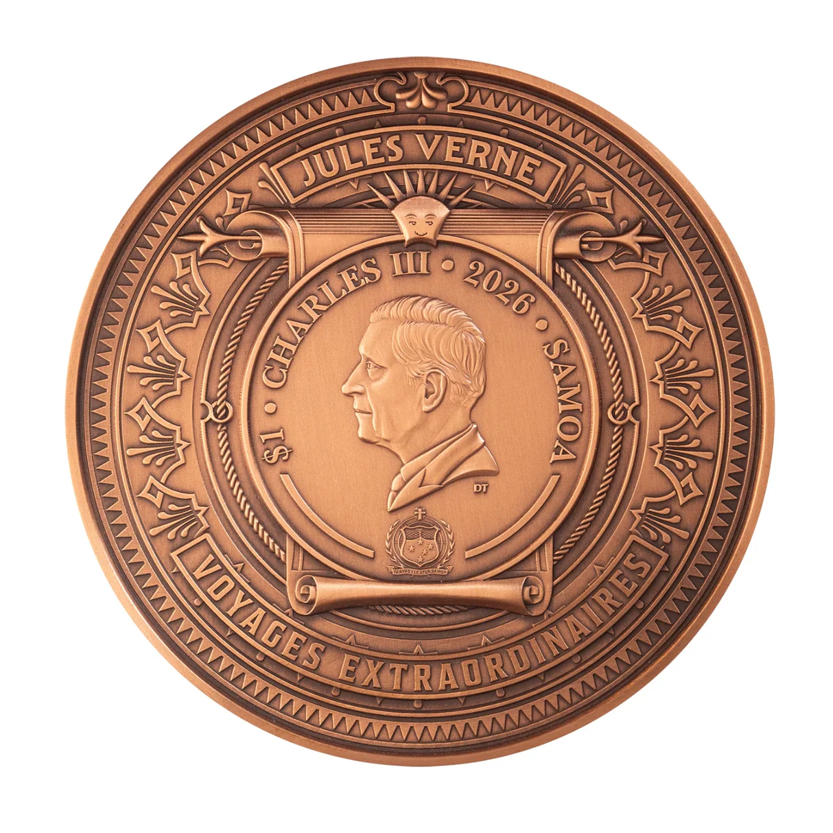 20,000 Leagues under the Sea 2026 $1 High Relief Rotating Silver & Copper Bimetal Antique Coin - Image 3