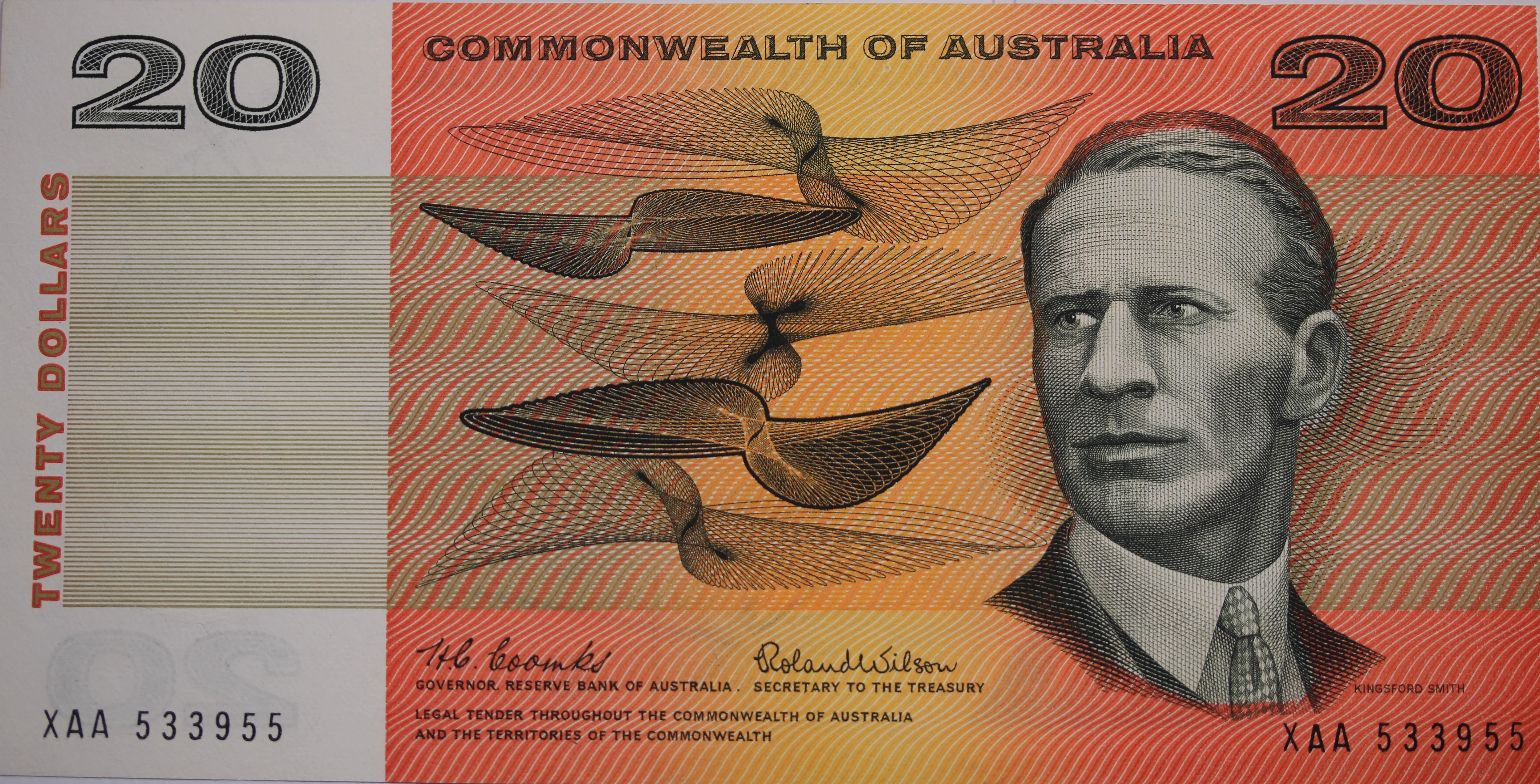 $20 1966 Coombs/Wilson First Prefix Banknote UNC