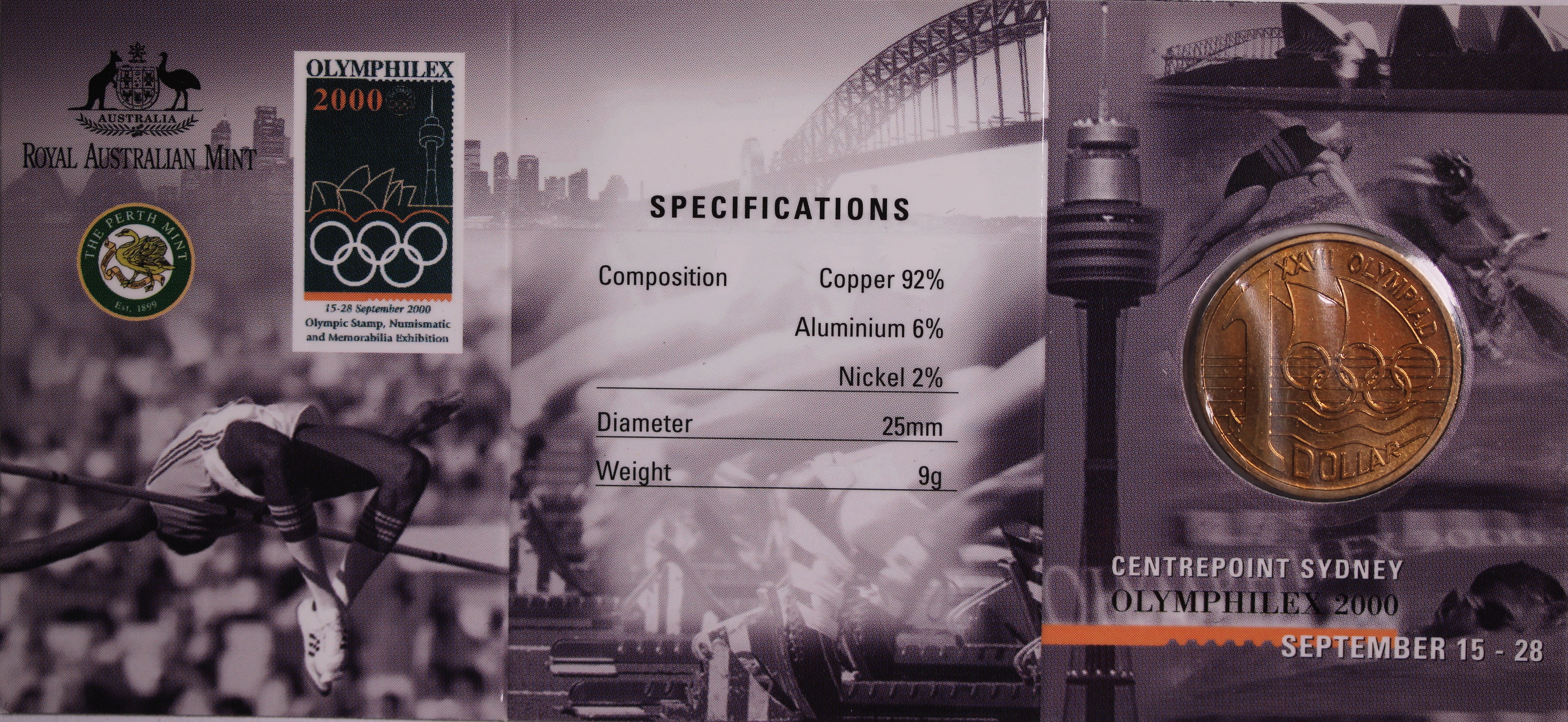 2000 $1 Centrepoint Sydney Olymphilex UNC