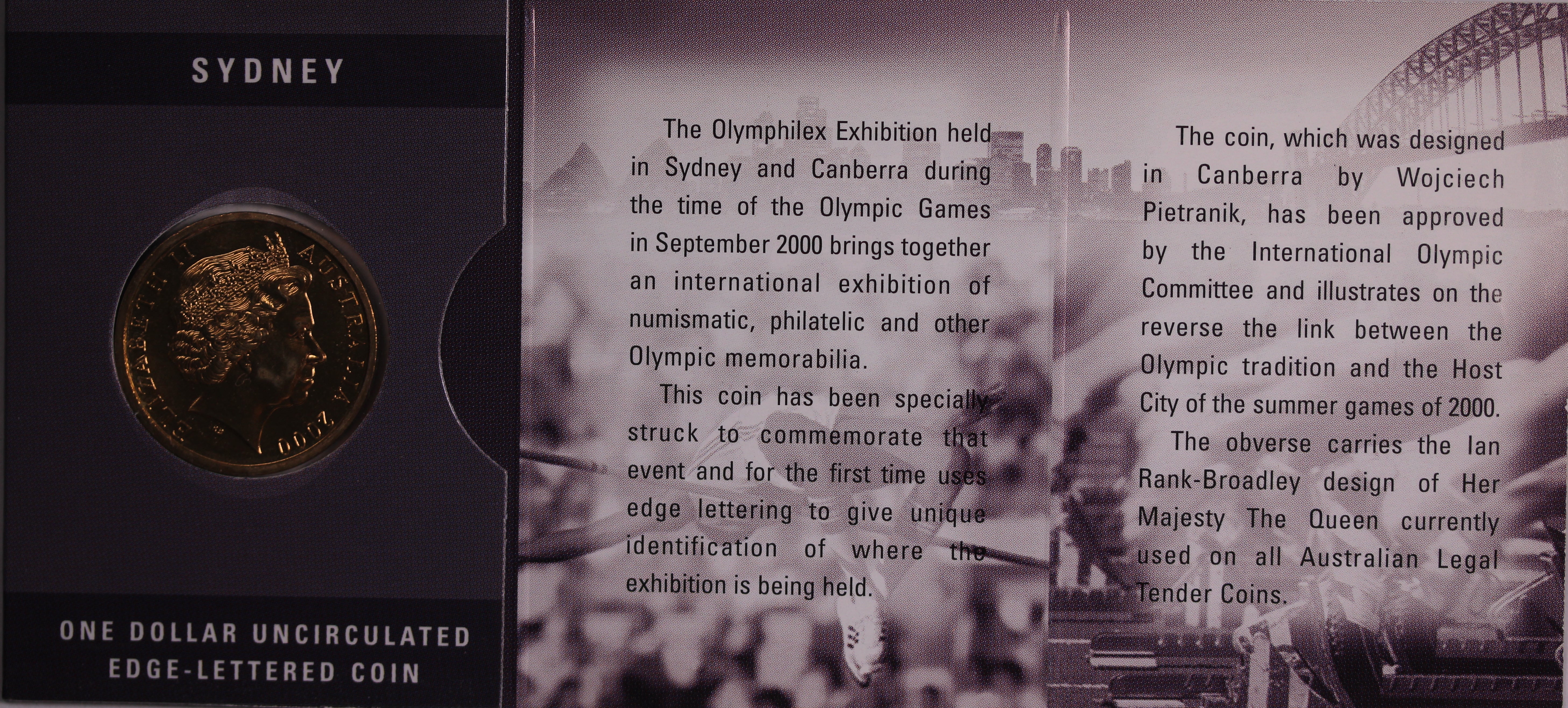 2000 $1 Centrepoint Sydney Olymphilex UNC - Image 2