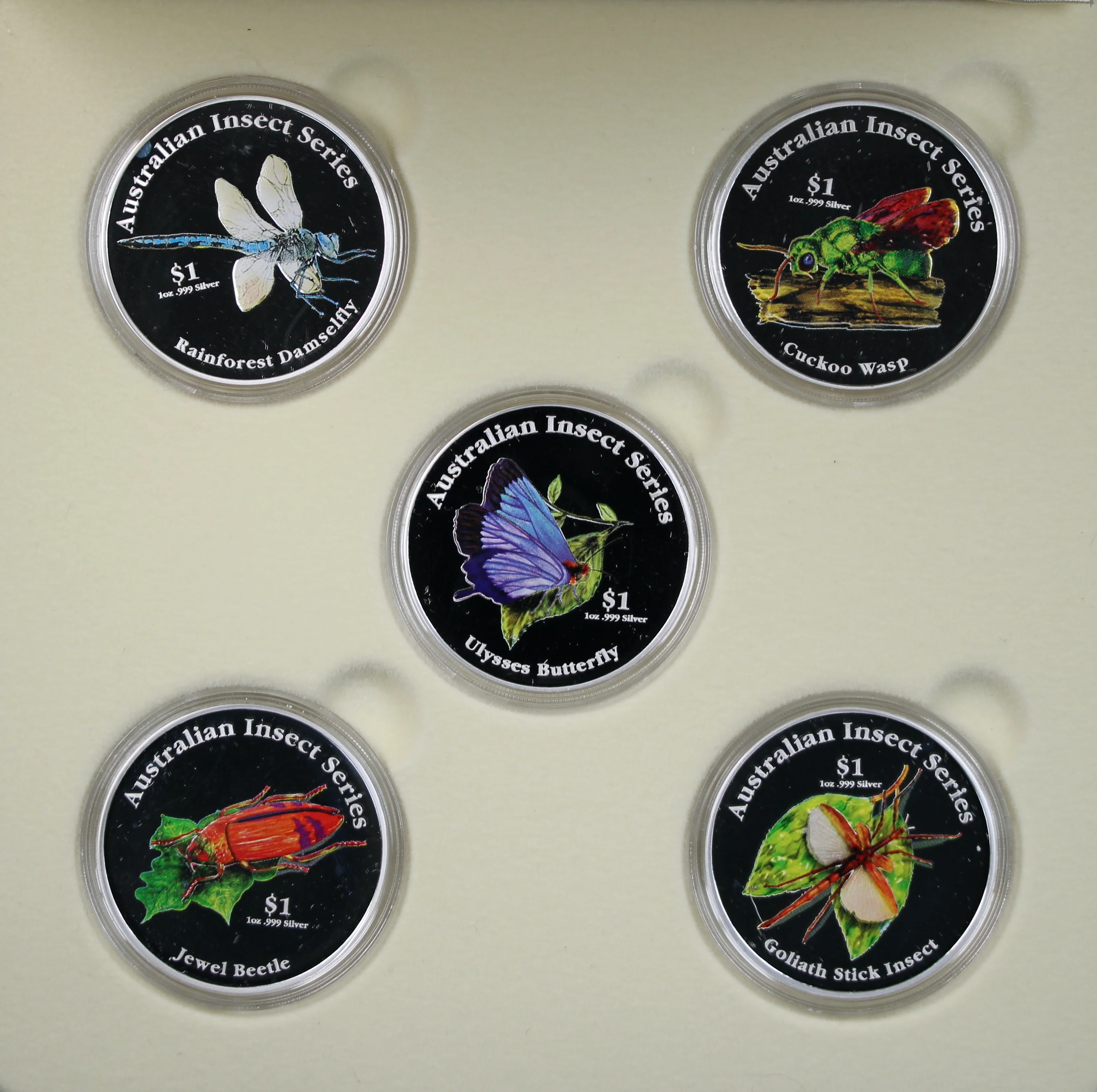 2000 - Insect Species 5 Coin 1oz Silver Set