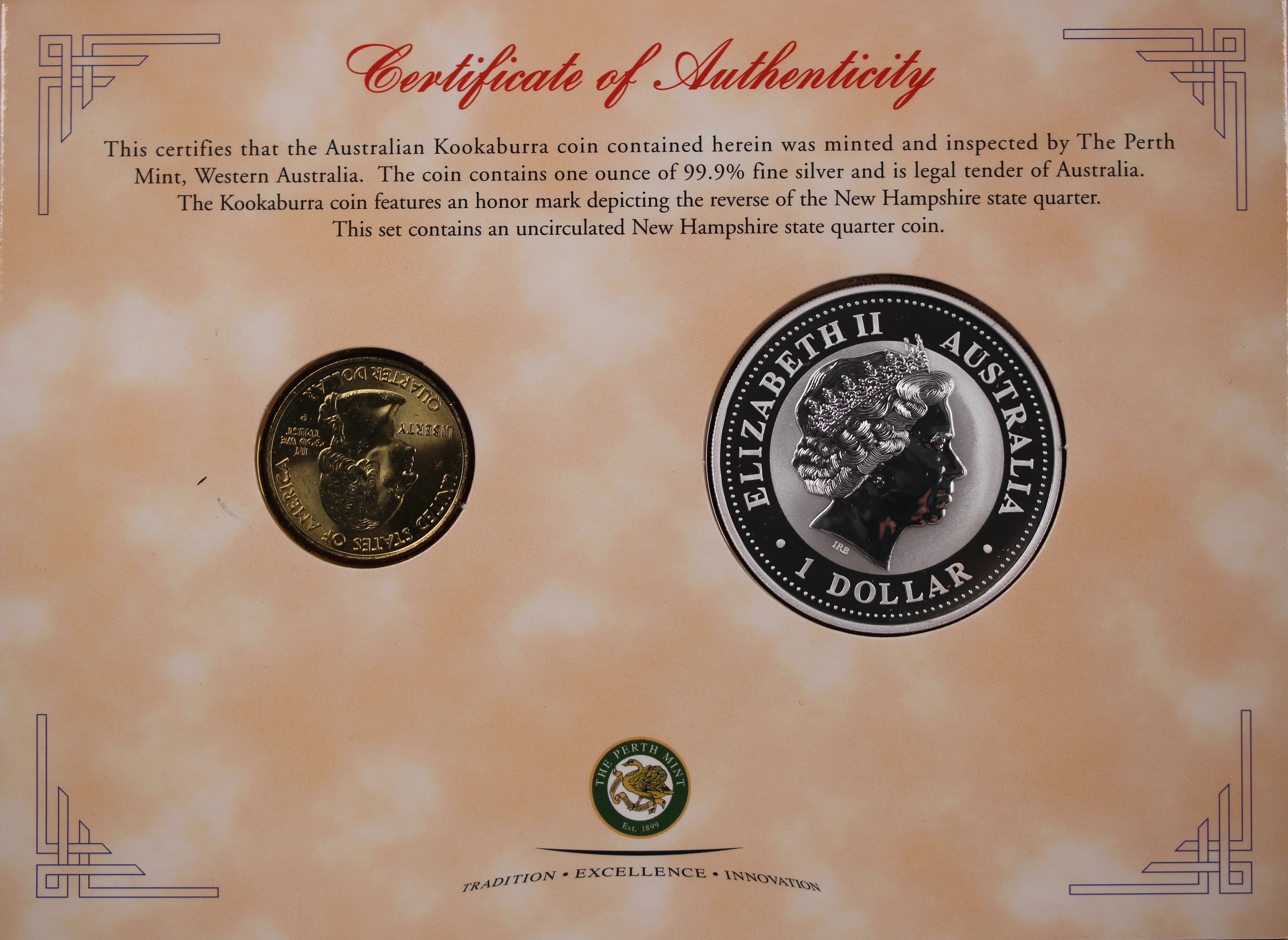2000 Kookaburra 1oz Silver Coin Honour Mark Collection - New Hampshire - Image 4
