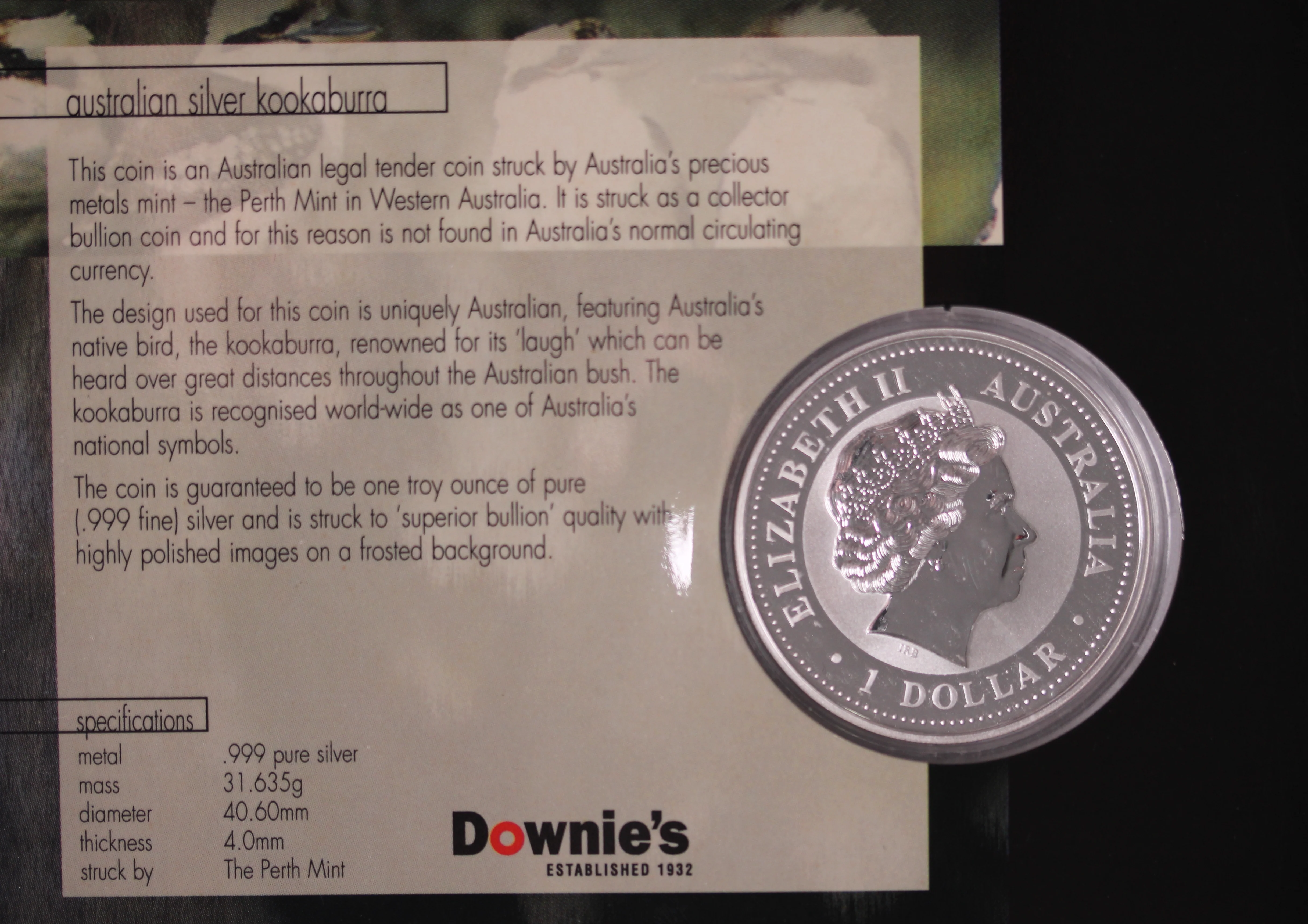 2000 Kookaburra 1oz Silver Coin in Card - Image 2