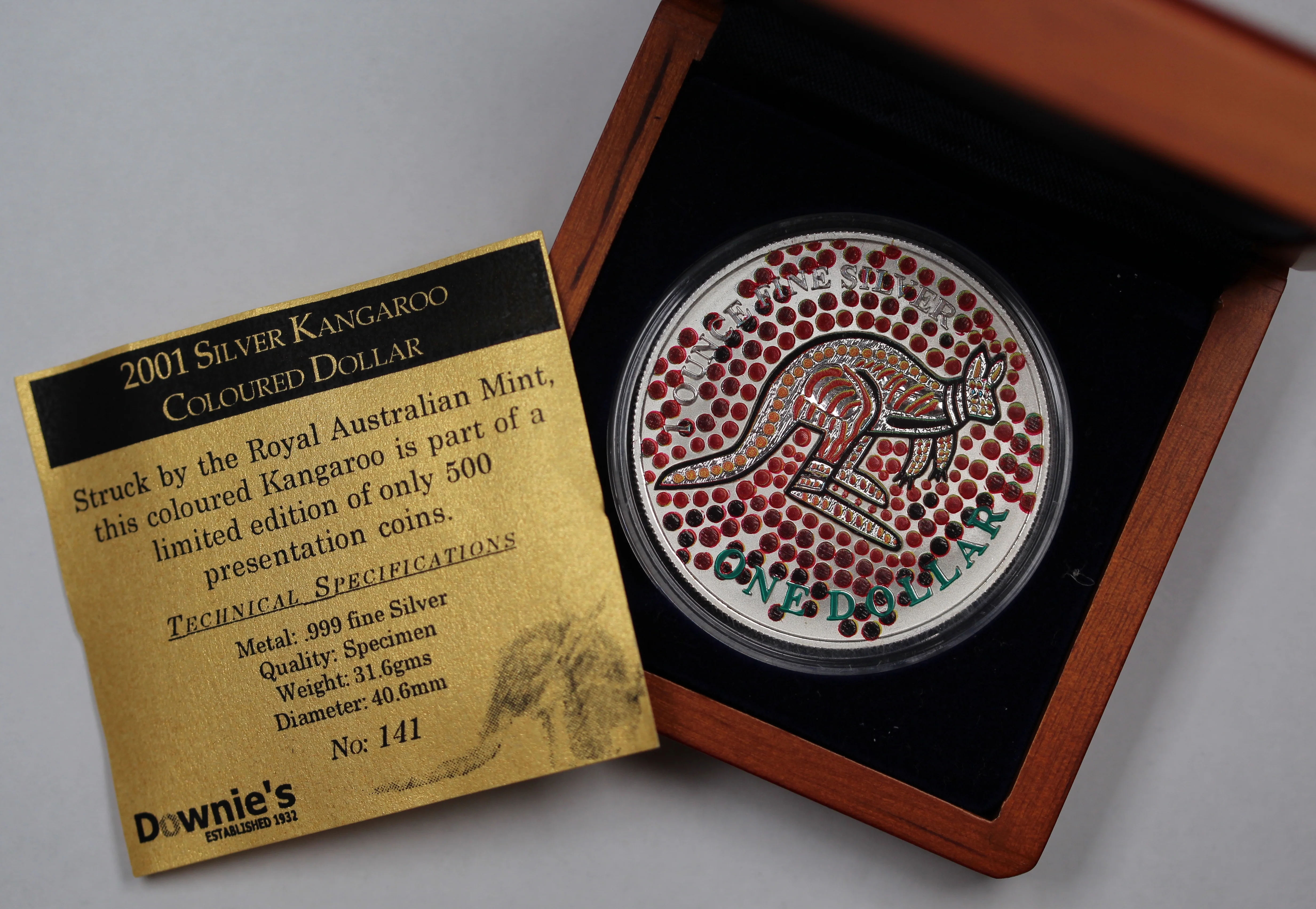 2001 1oz Silver Kangaroo Coloured Coin - Image 3