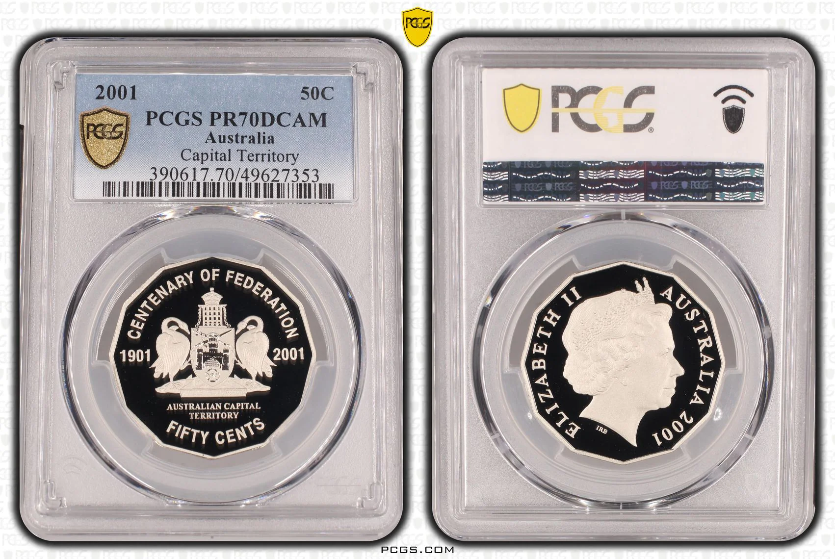 2001 Australian Capital Territory Federation 50 Cent ACT Coin PR70DCAM