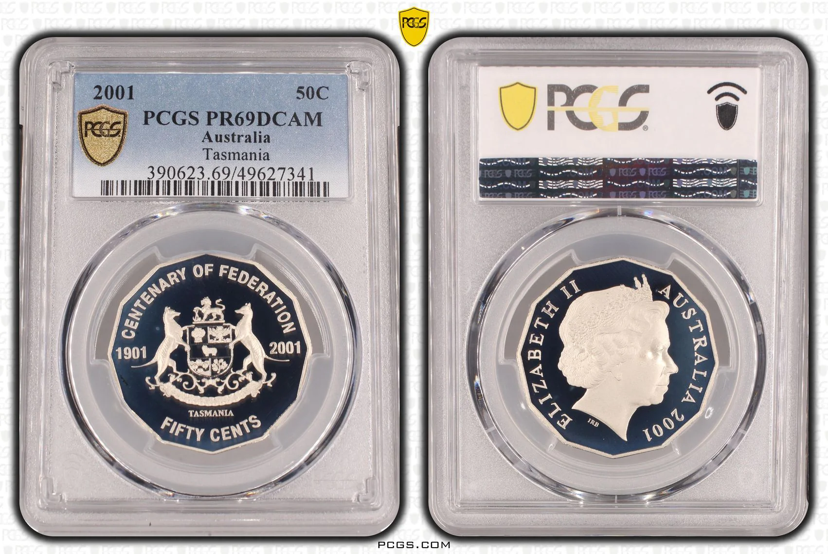 2001 Australia Federation Tasmania 50 Cent Coin PR69DCAM