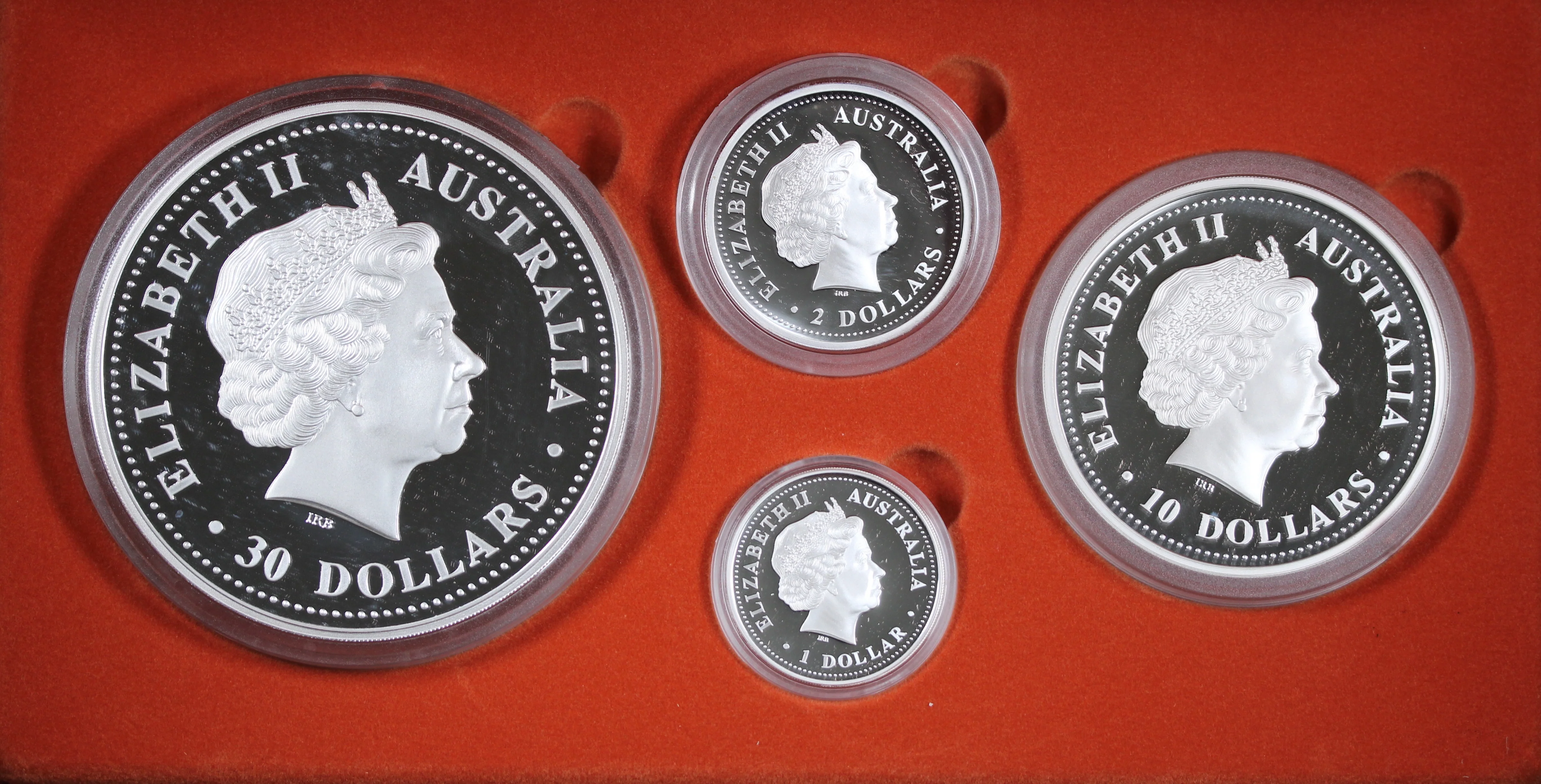 2001 Kookaburra Silver Large Coin Series (1kg, 10oz, 2oz, 1oz) - Image 2