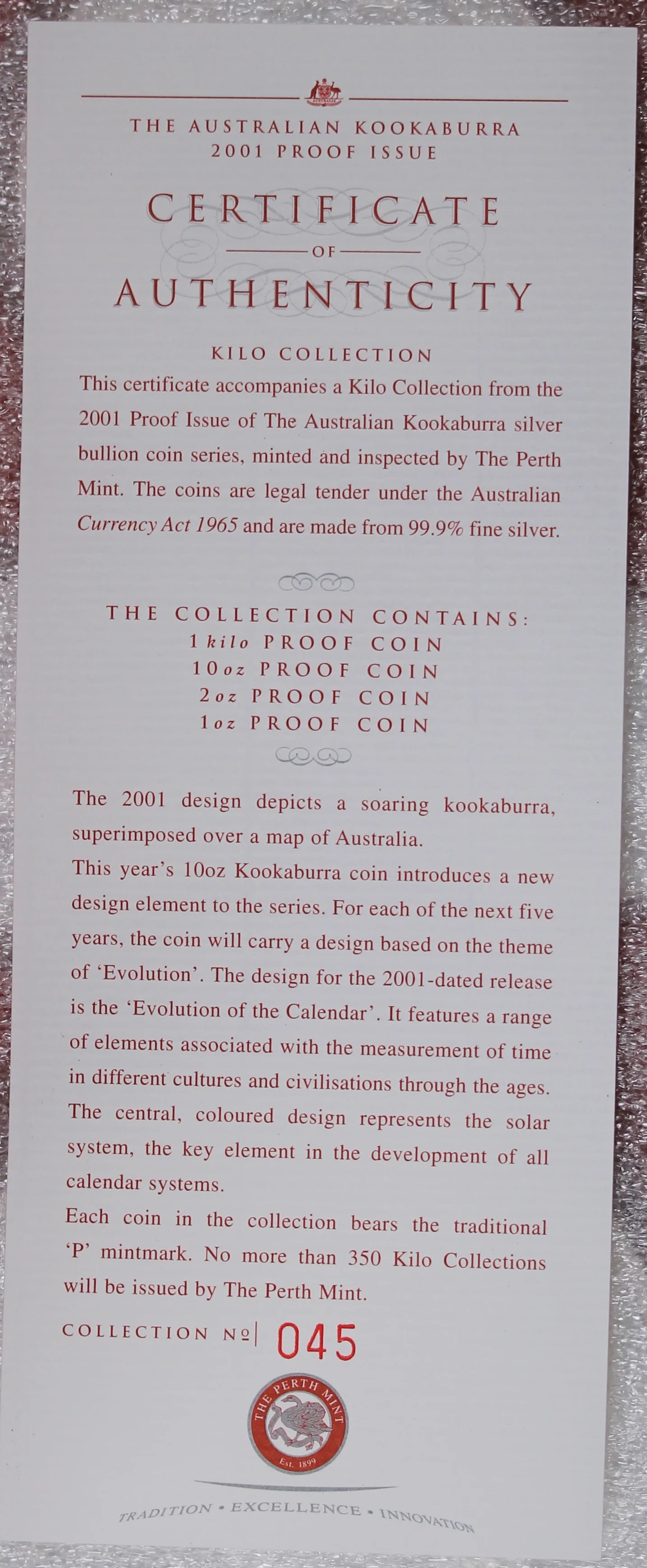2001 Kookaburra Silver Large Coin Series (1kg, 10oz, 2oz, 1oz) - Image 5