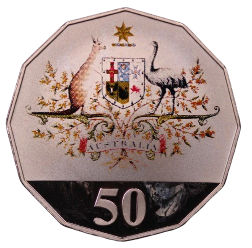 2001 Proof Coloured 50c Coin aFDC