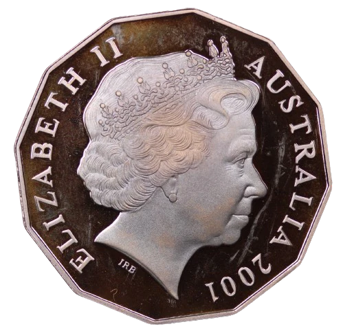 2001 Proof Coloured 50c Coin aFDC - Image 2