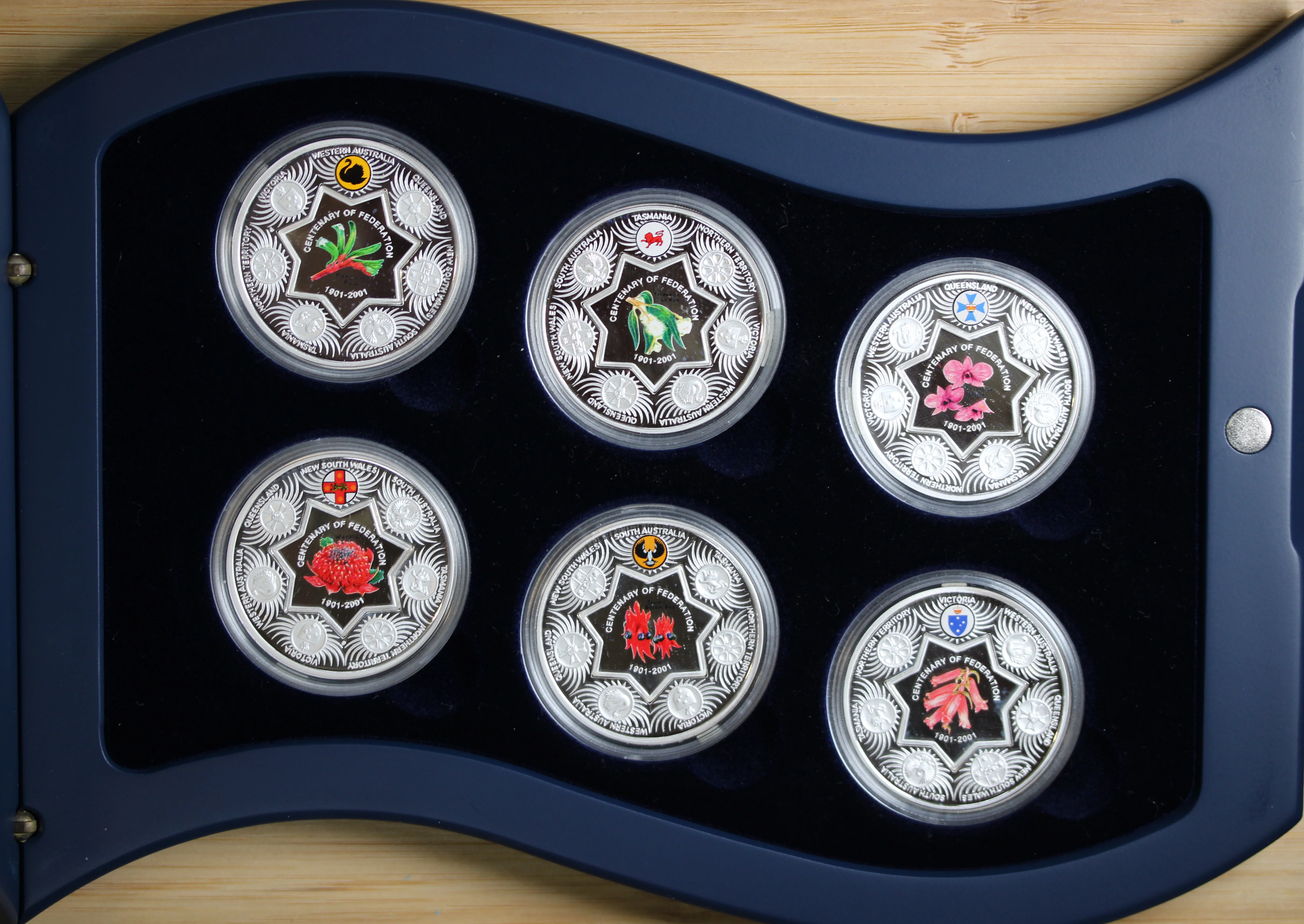 2001 Silver 6x 1oz Coin Set Federation State Flower Series
