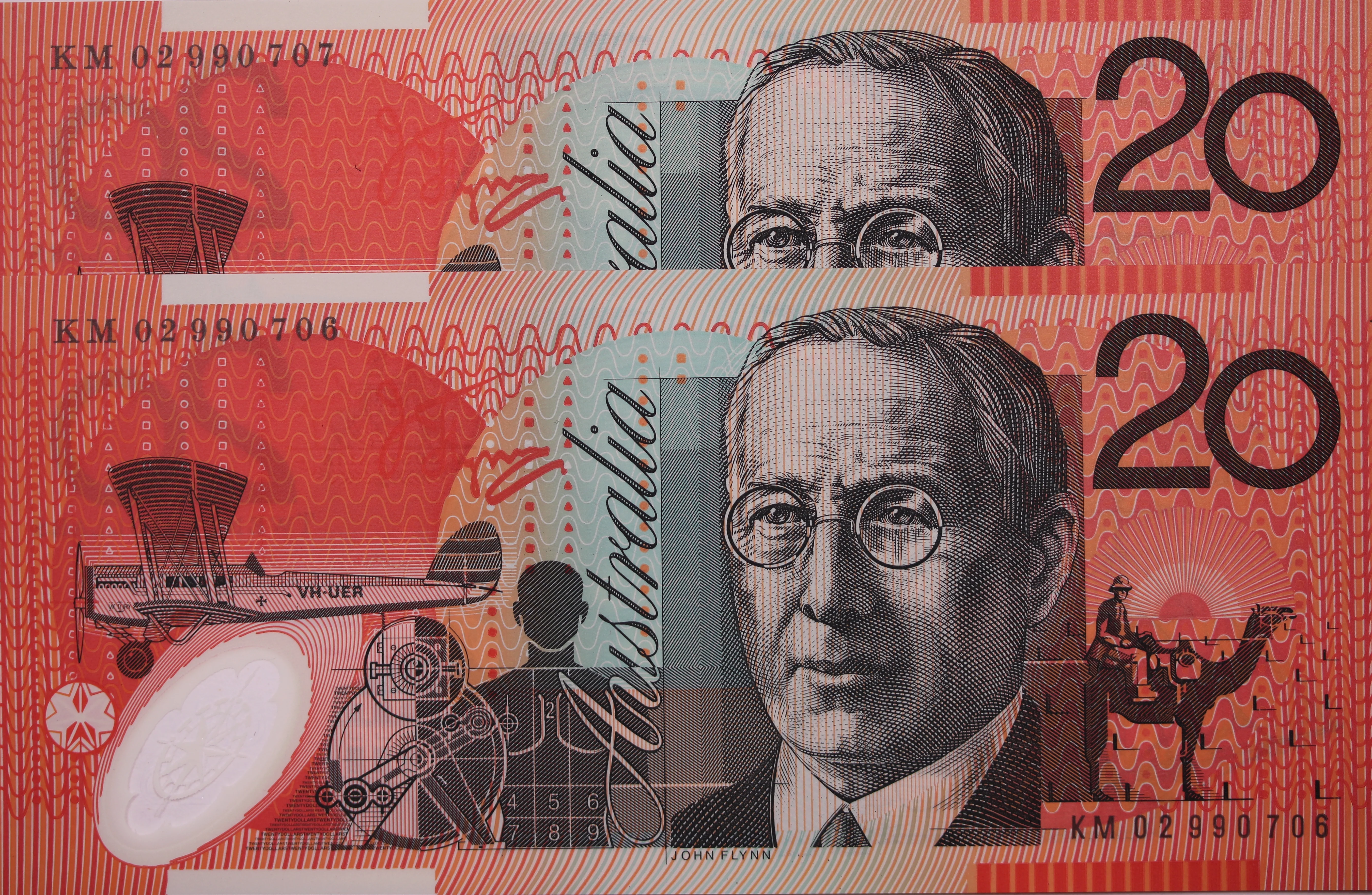2002 $20 Last Prefix Consecutive Pair Macfarlane/Henry Uncirculated Banknotes - Image 2