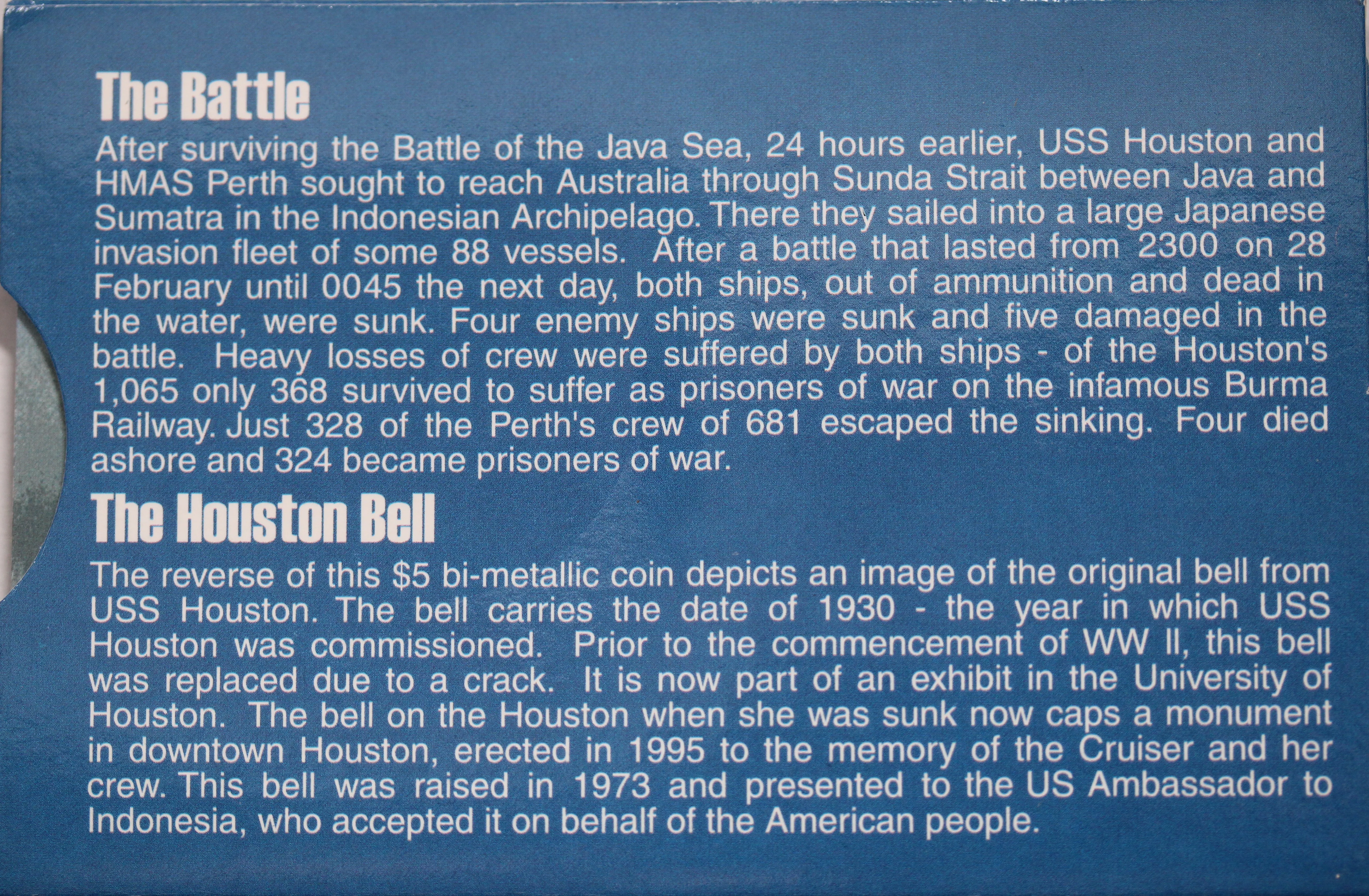 2002 $5 HMAS Perth Battle of Sunda Strait UNC - Image 2