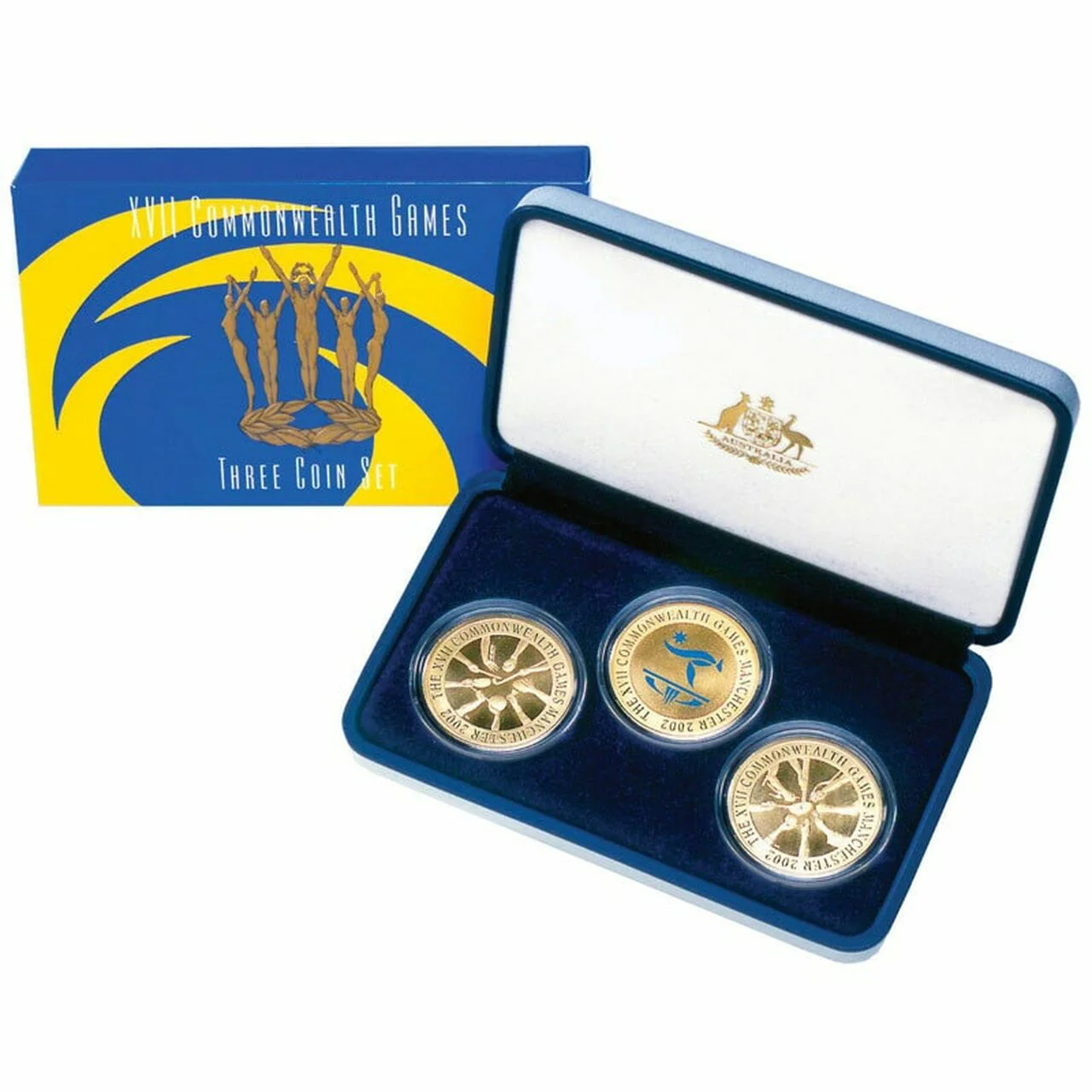 2002 $5 XVII Commonwealth Games Manchester Al-Bronze Uncirculated Three Coin Set