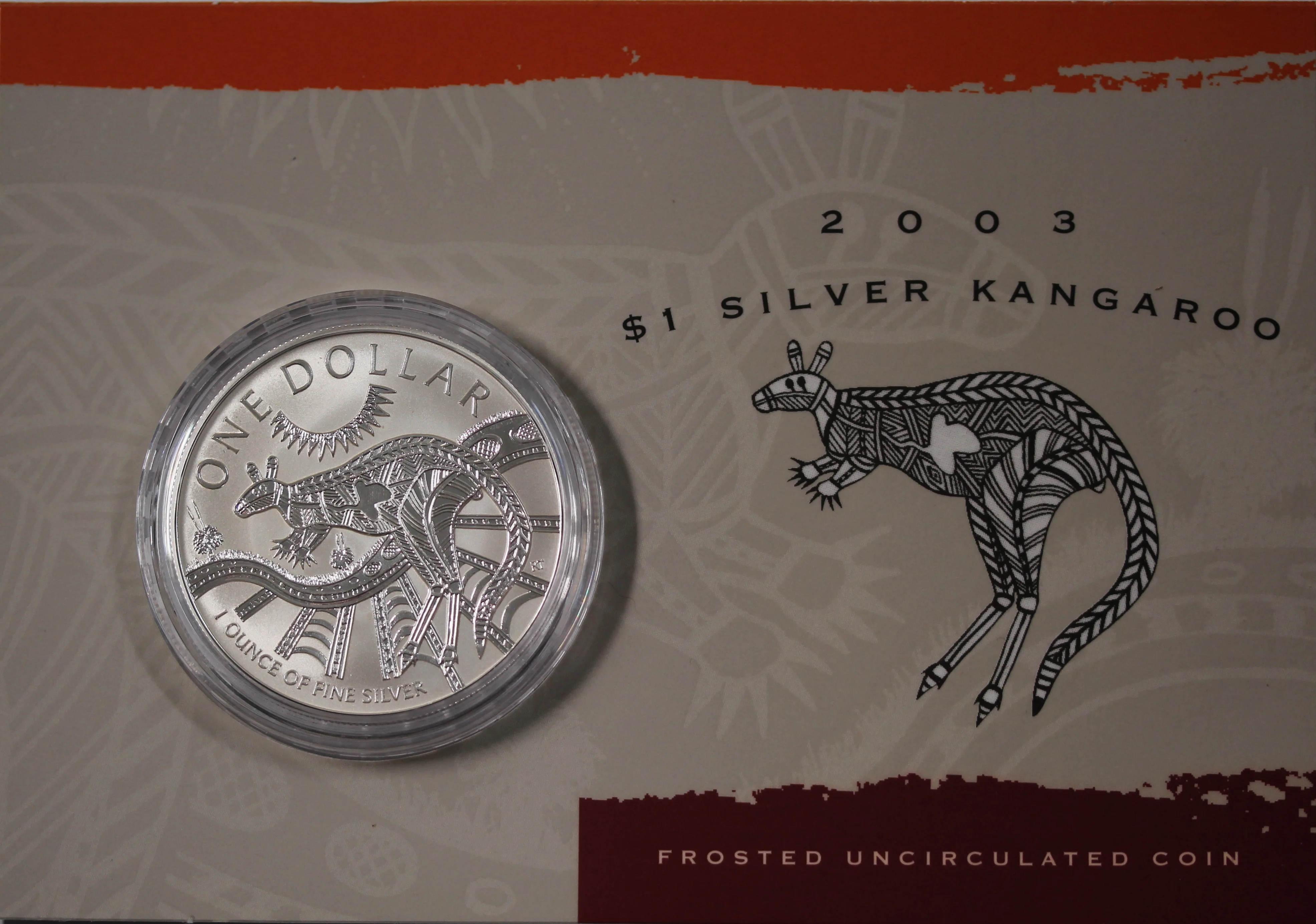 2003 Australian Kangaroo 1oz Silver Coin in Card