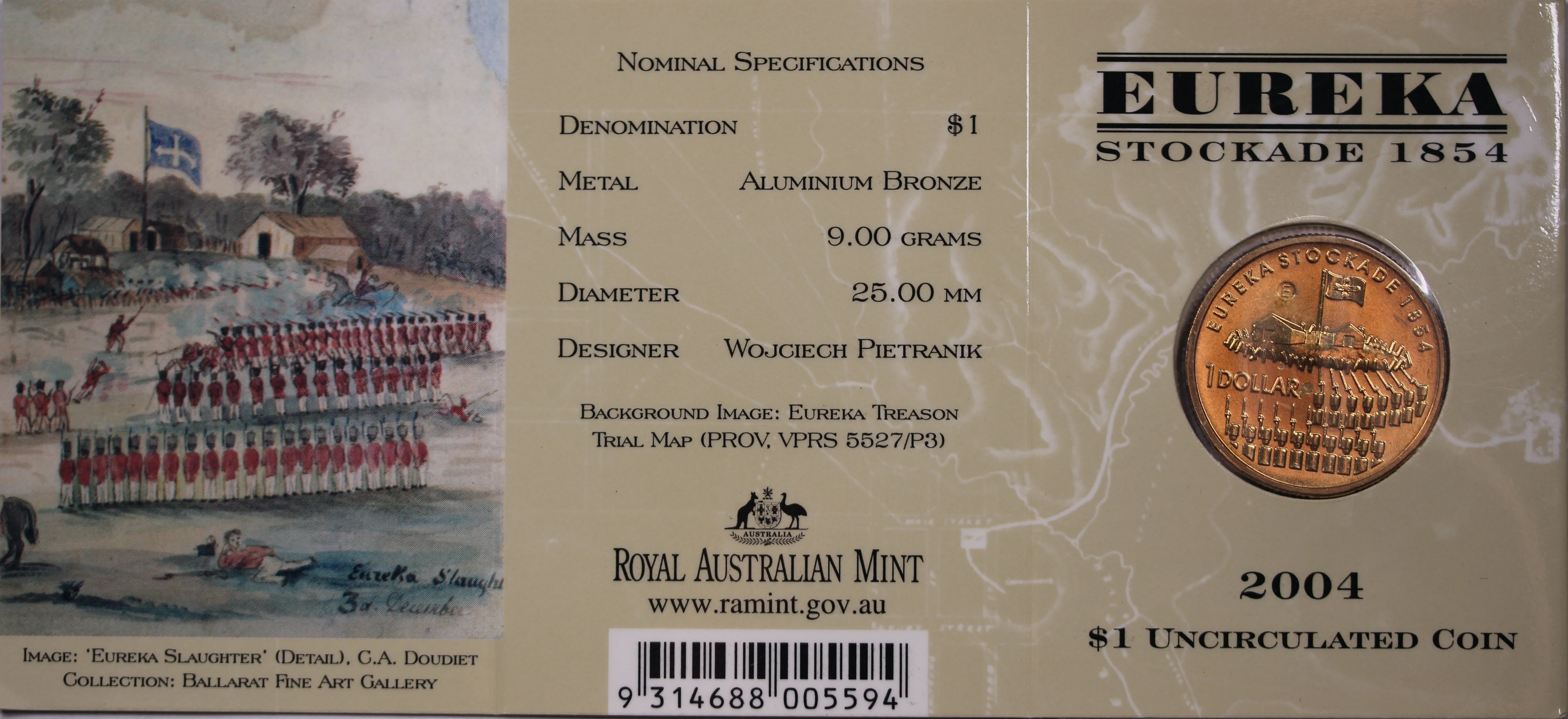 2004 $1 Eureka Stockade 1854 UNC - 'E' Mintmark - Image 2