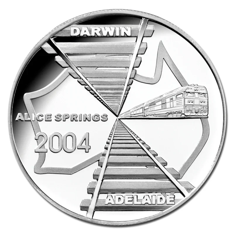 2004 $5 Adelaide To Darwin Railway 1oz Silver Proof Coin (no box)