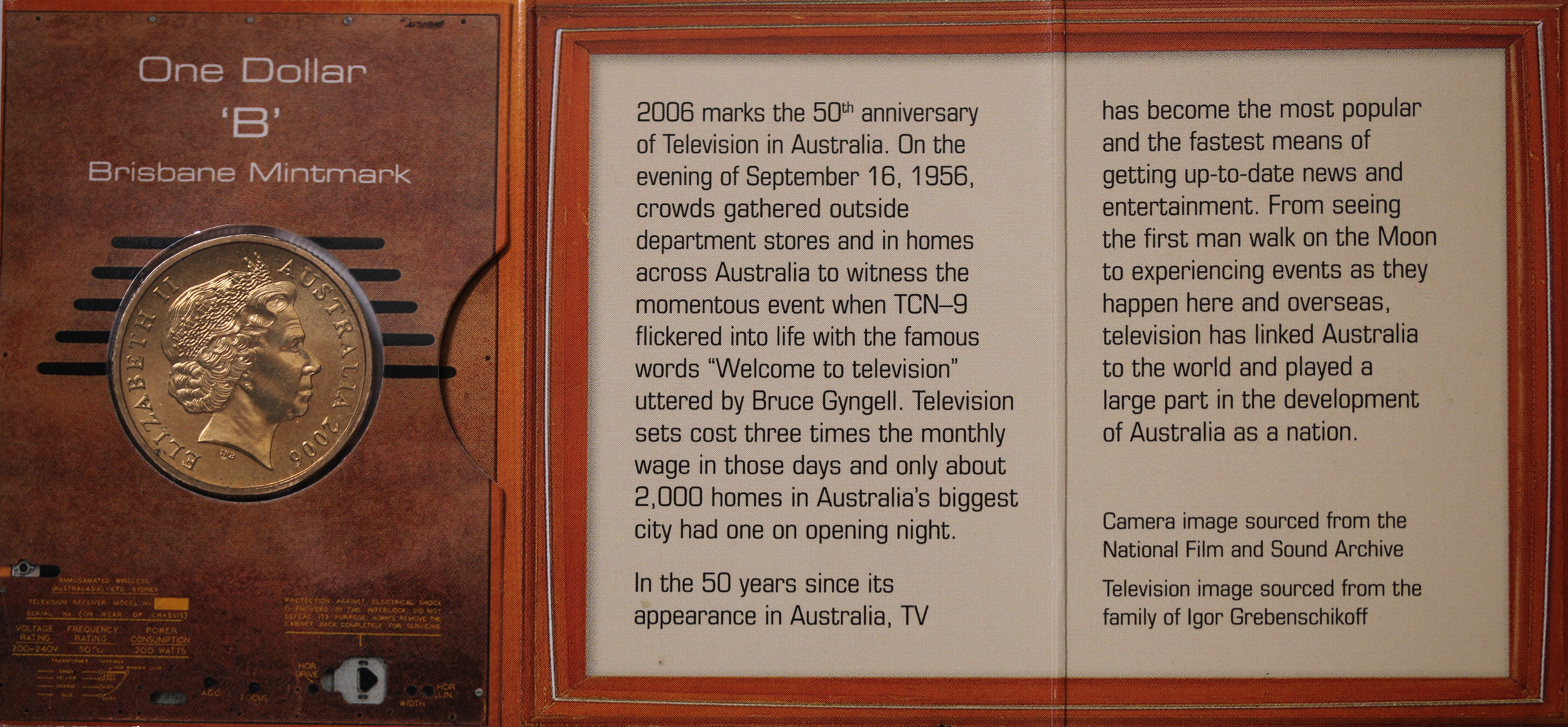 2006 $1 50 Years Of Australian Television UNC - 'B' Mintmark - Image 2