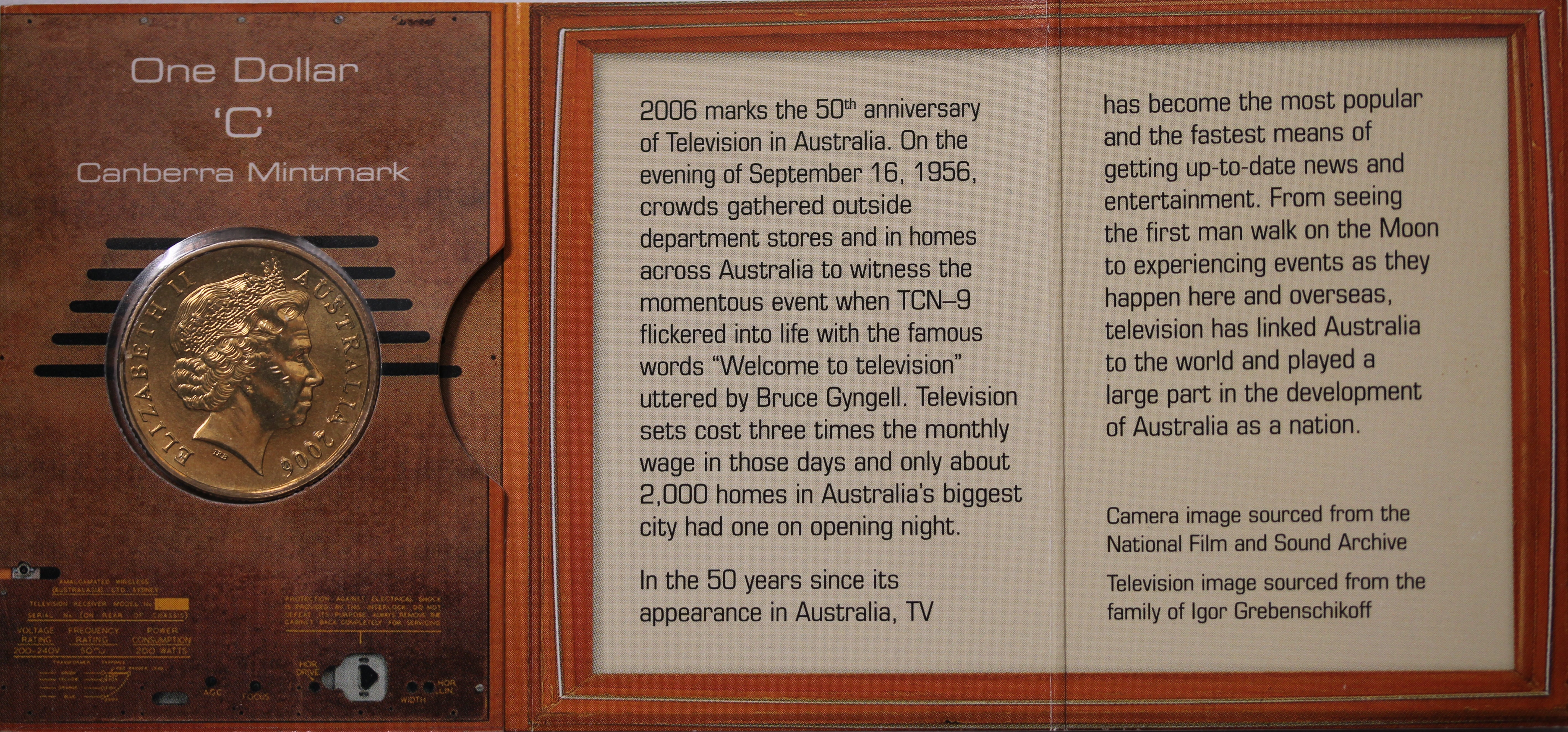 2006 $1 50 Years Of Australian Television UNC - 'C' Mintmark - Image 2