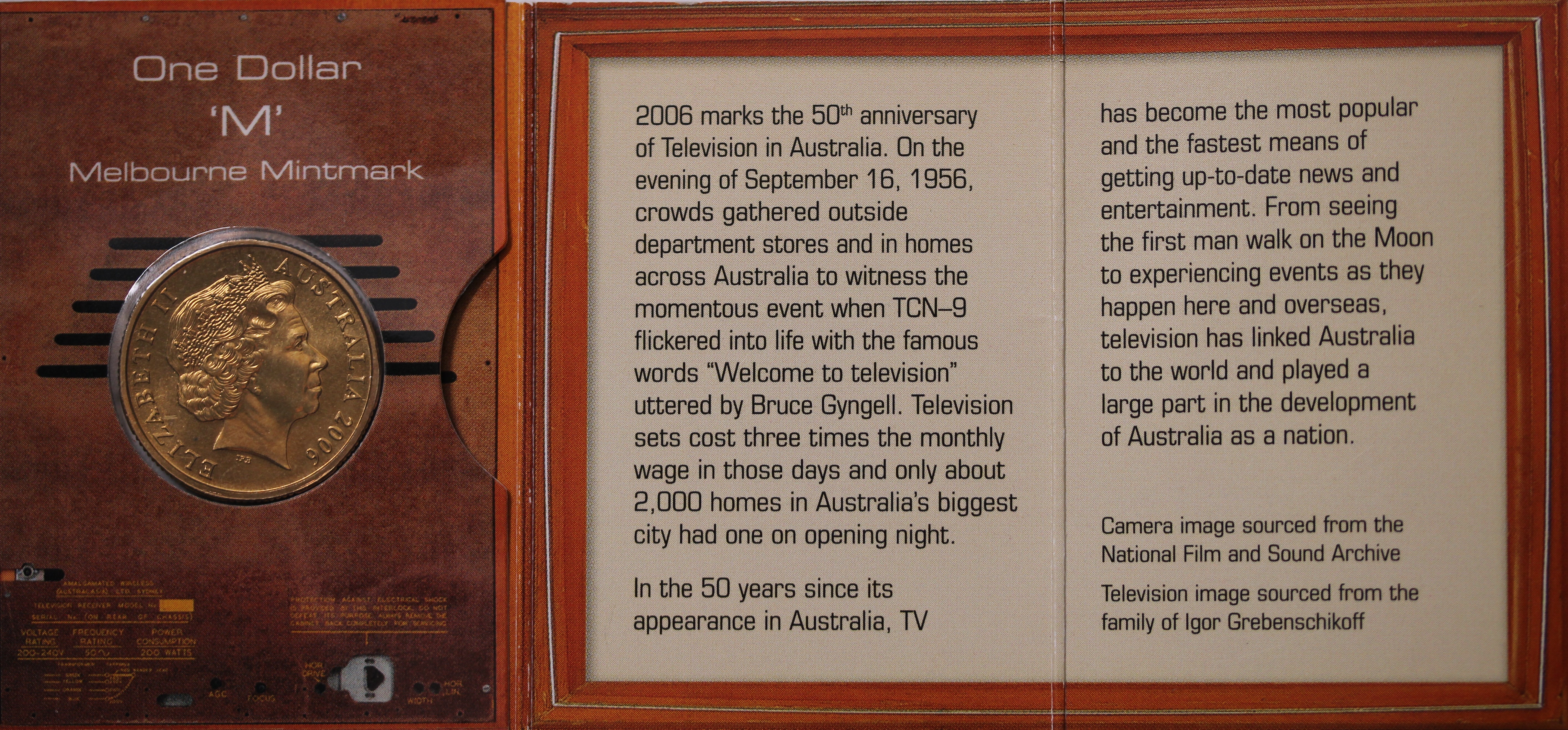 2006 $1 50 Years Of Australian Television UNC - 'M' Mintmark - Image 2