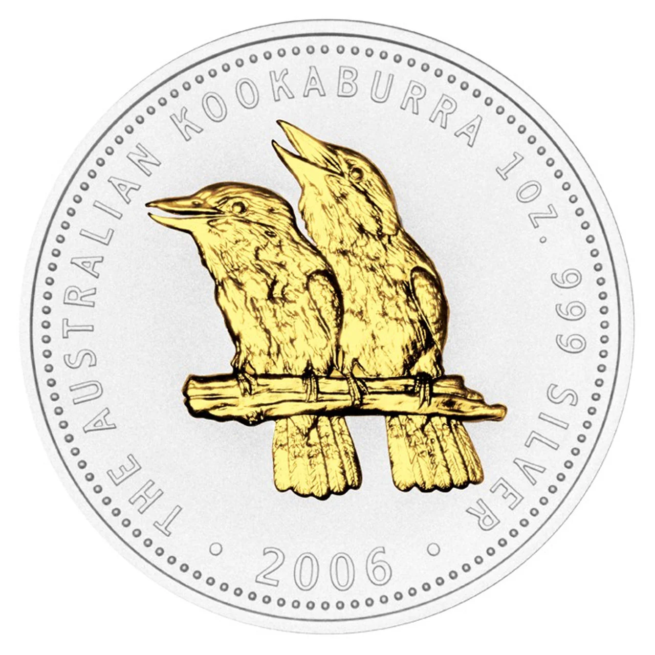 2006 $1 Australian Kookaburra 1oz Silver Gilded Coin - Image 2