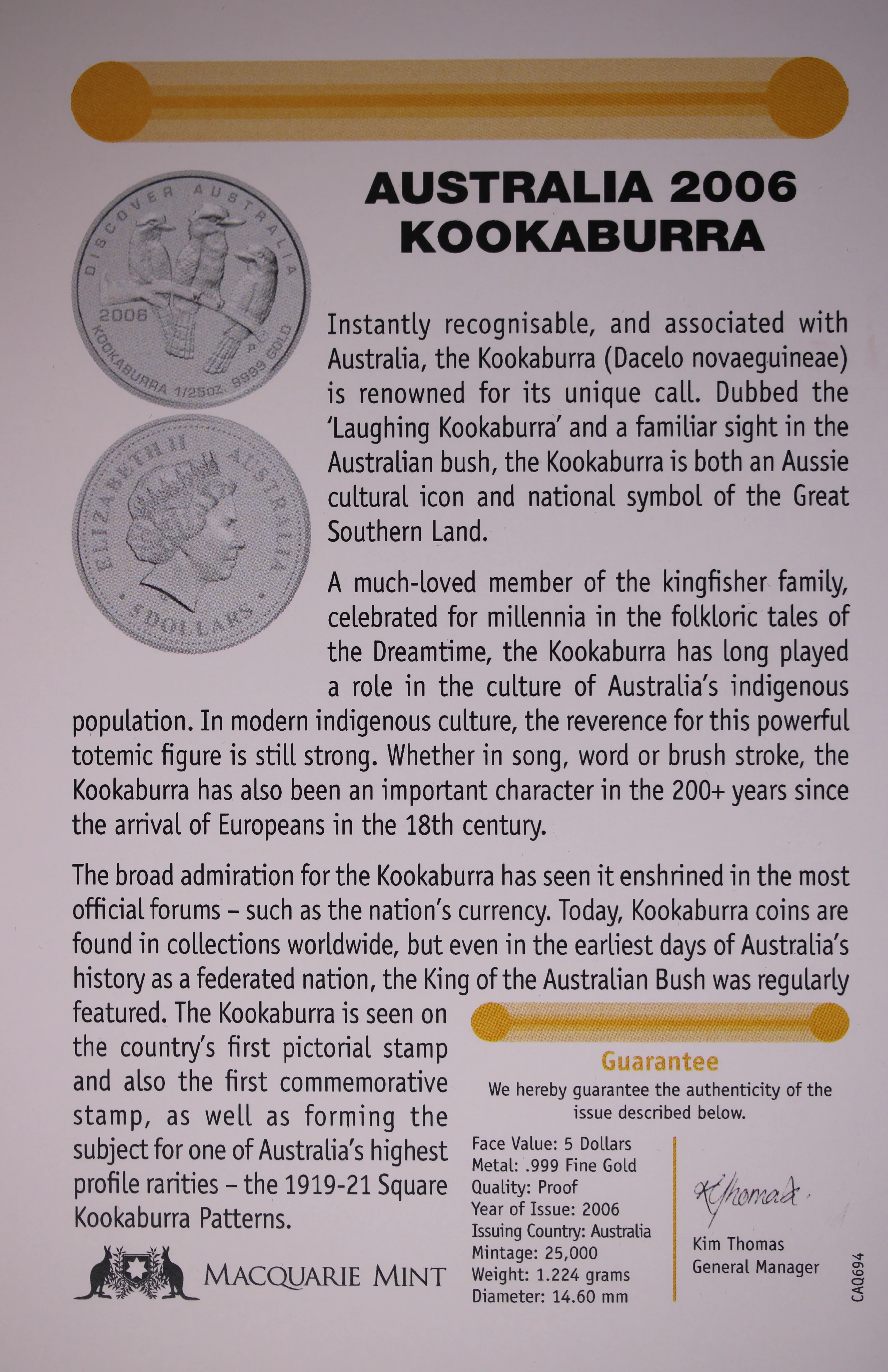 2006 Kookaburra 1/25oz Gold Proof Coin - Image 3