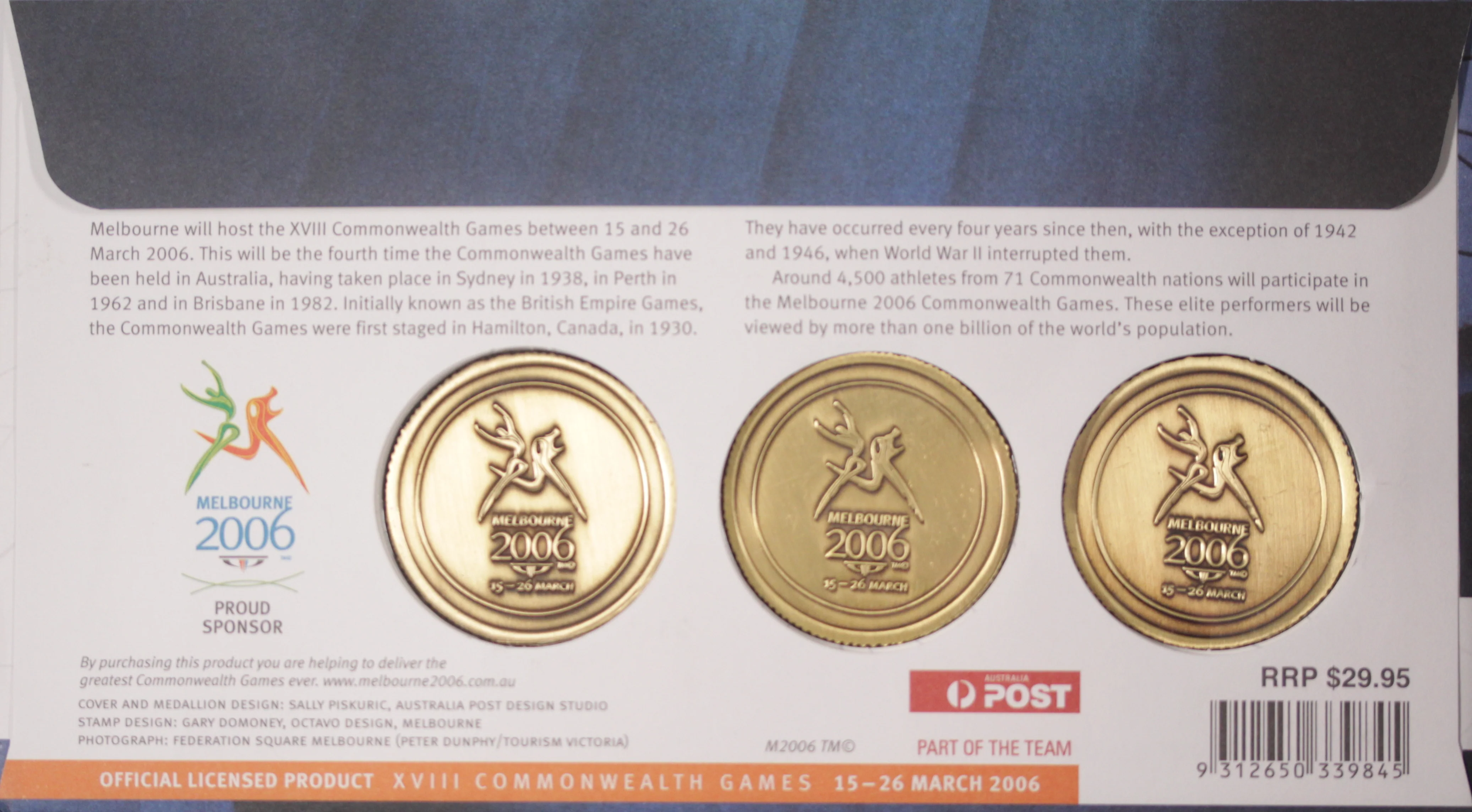 2006 XVIII Melbourne Commonwealth Games Medallion Trio - Image 2