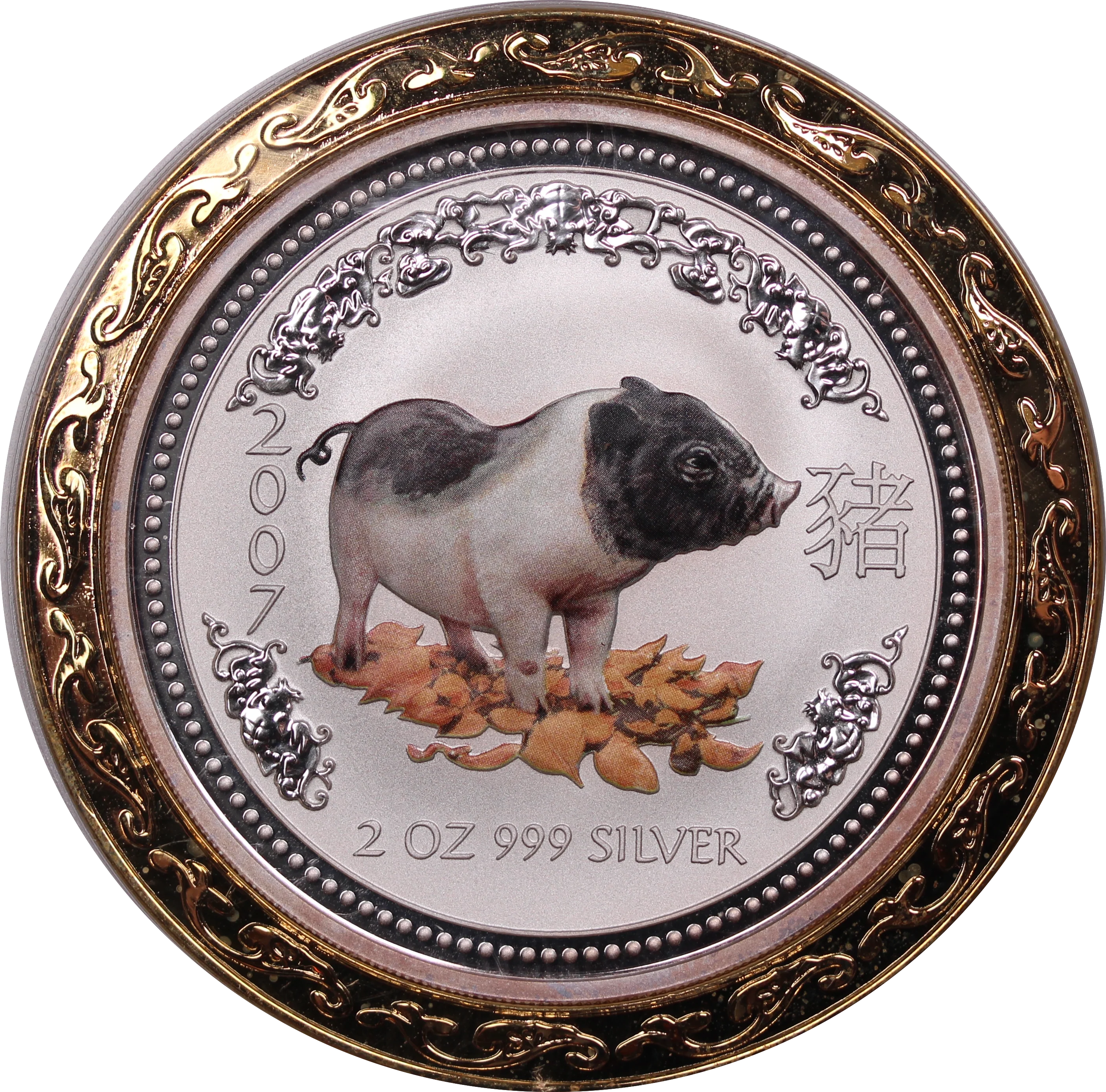 2007 2oz Silver Coloured Year of  the Pig Coin
