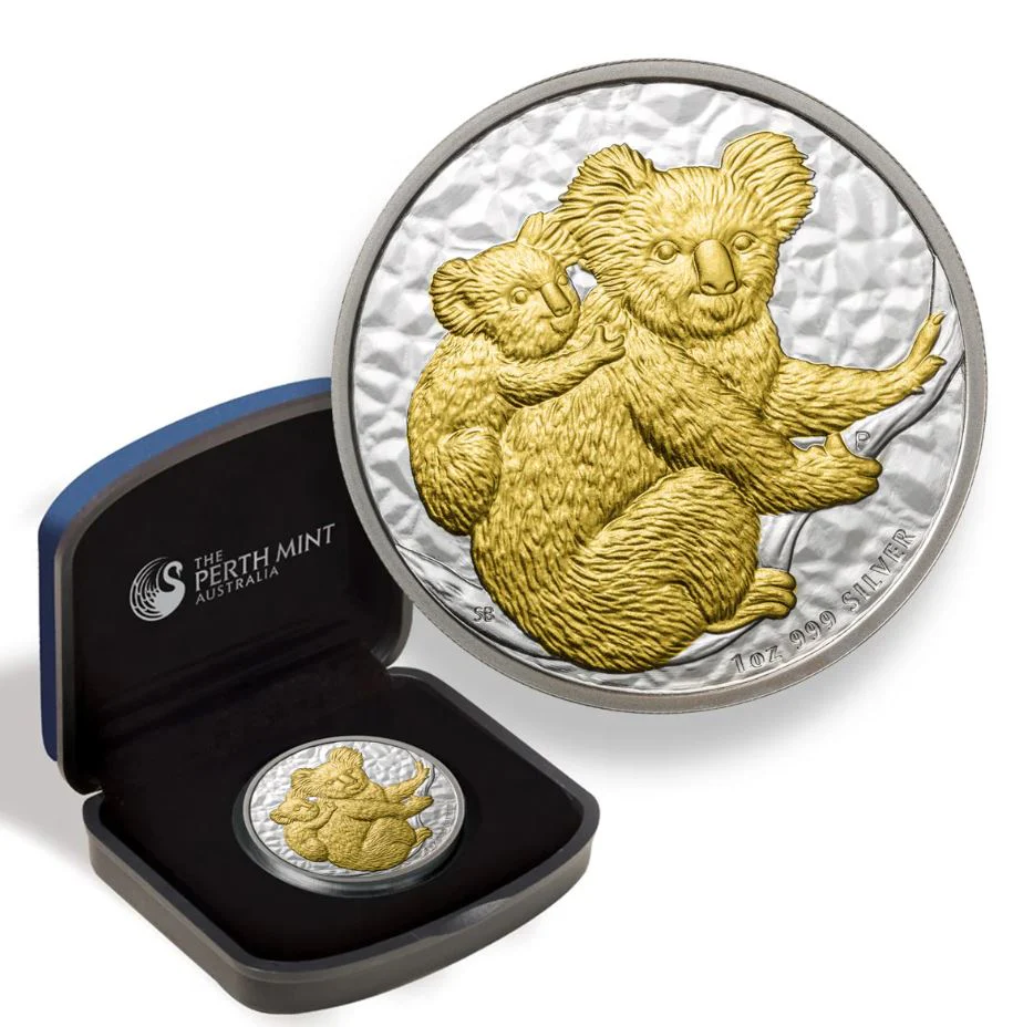 2008 $1 Australian Koala 1oz Silver Gilded Coin - Image 3