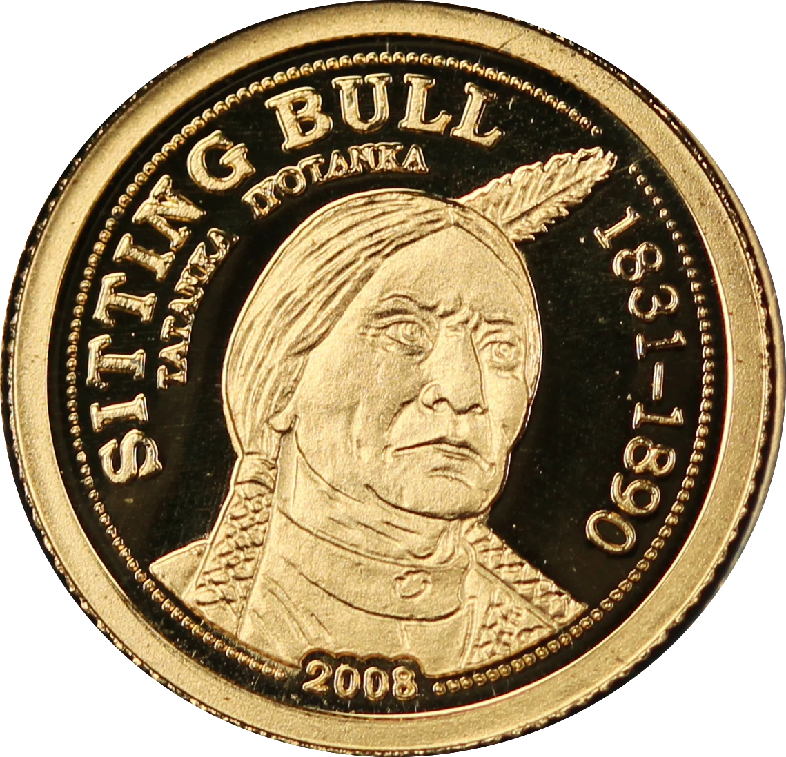 2008 $1 Palau Sitting Bull 0.5g Gold Coin
