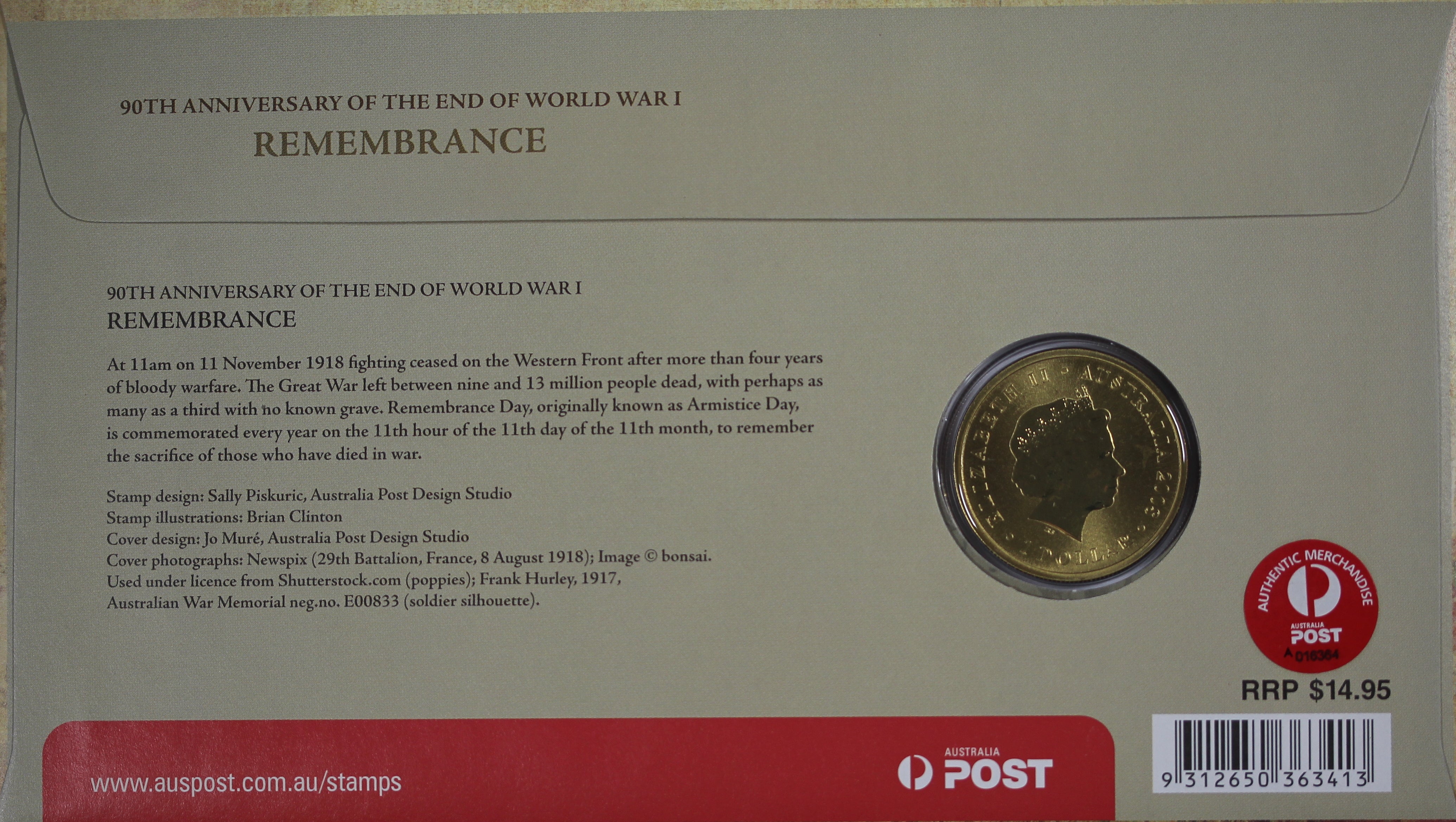 2008 90th Anniversary of End of WWI Remembrance $1 PNC - Image 2