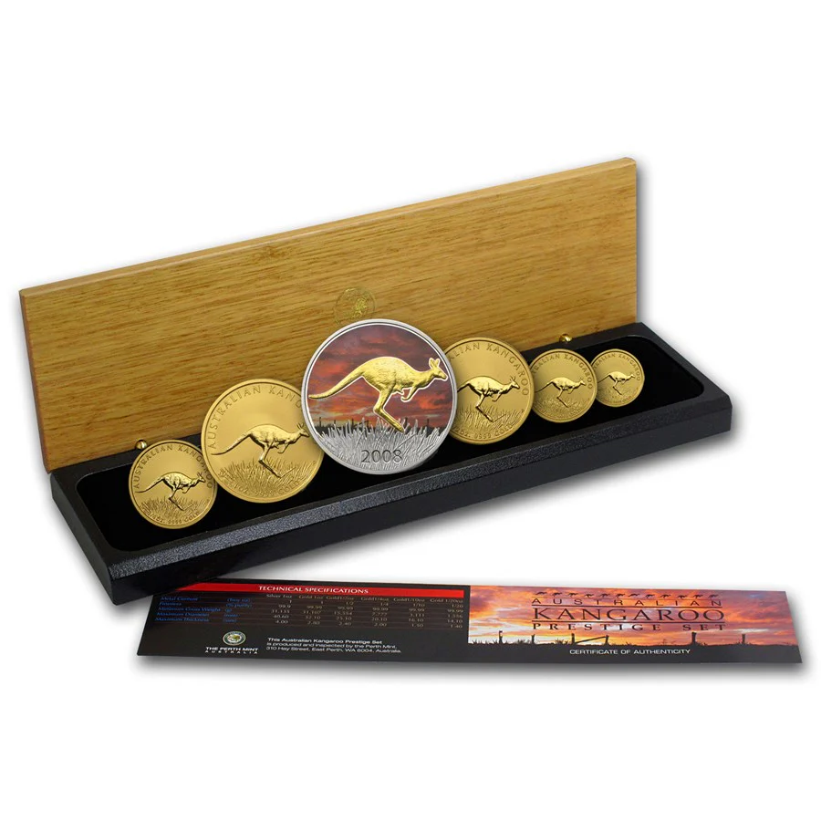 2008 Gold 6 Coin Australian Kangaroo Prestige Set (AGW 1.9oz)