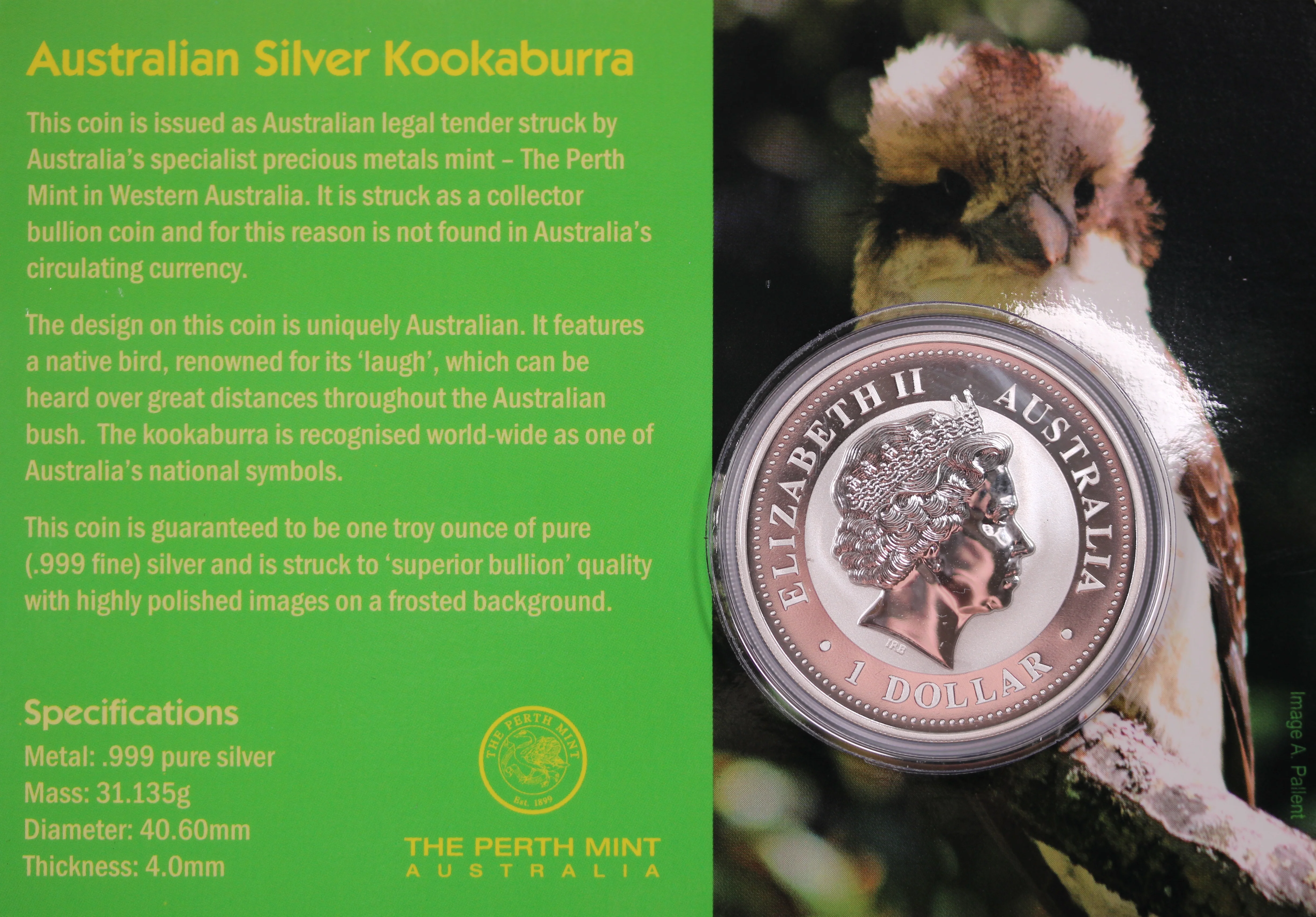 2008 Kookaburra 1oz Silver Coin on Card - Image 2