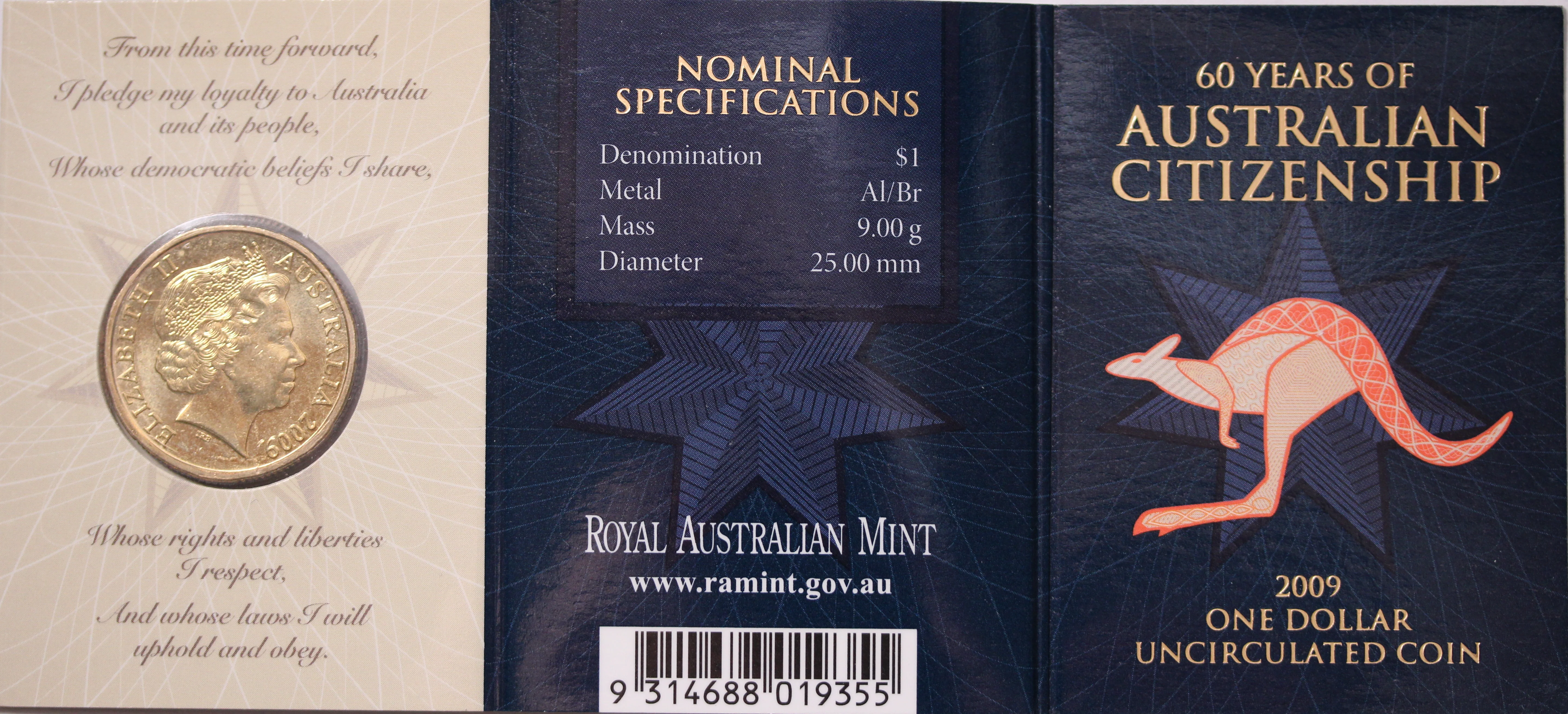 2009 $1 60 Years of Australian Citizenship - 'S' Privymark UNC - Image 2