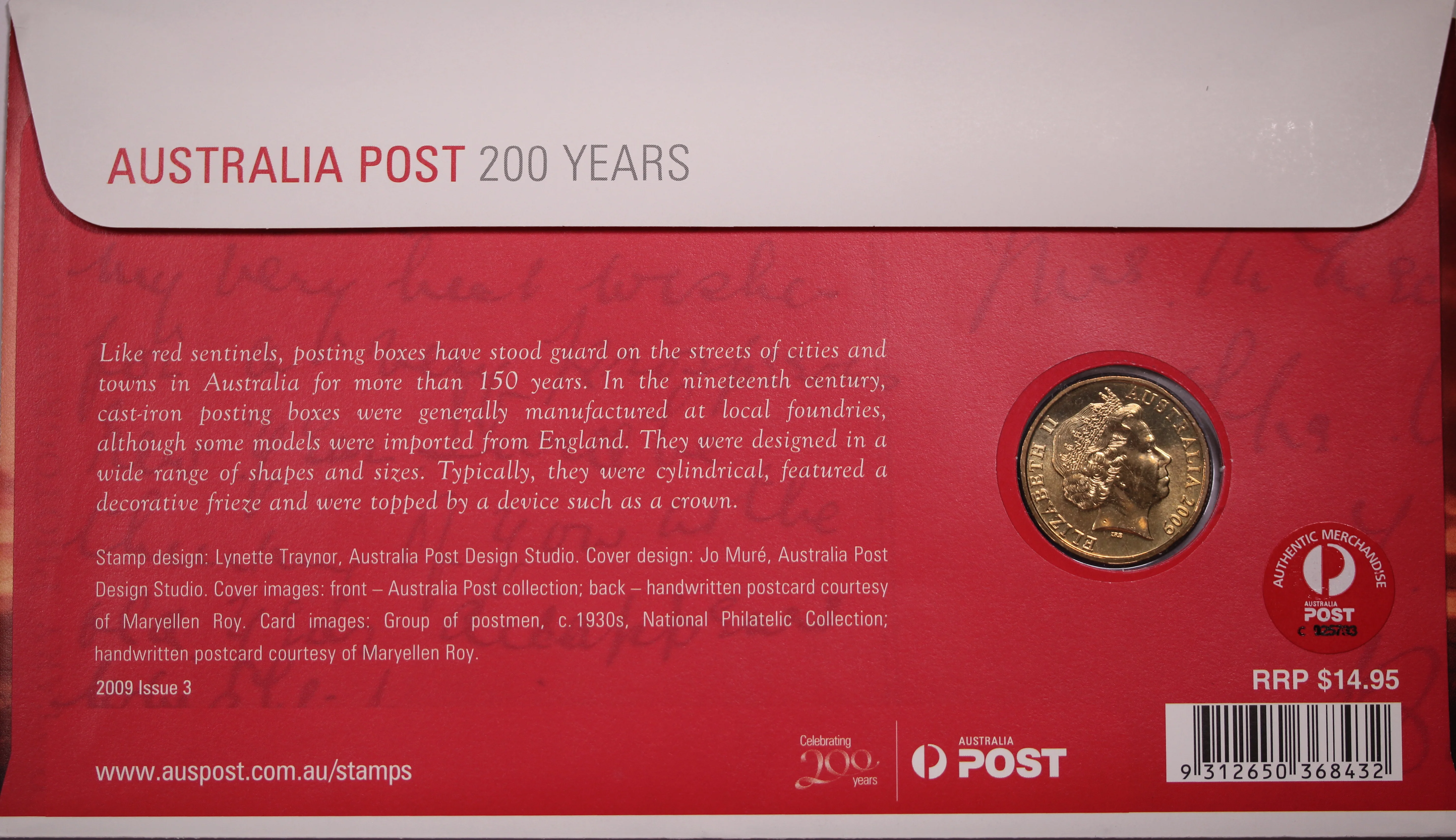 2009 $1 Celebrating 200 Years of Australia Post - PNC - Image 2