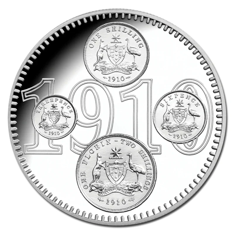 2010 $1 Centenary of Australian Commonwealth Silver Coinage 1oz Silver Coloured Proof Coin