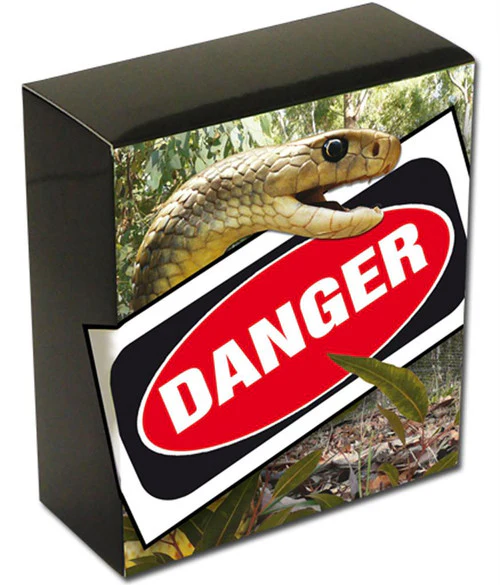 2010 $1 Deadly and Dangerous Eastern Brown Snake 1oz Silver Coloured Proof Coin - Image 4