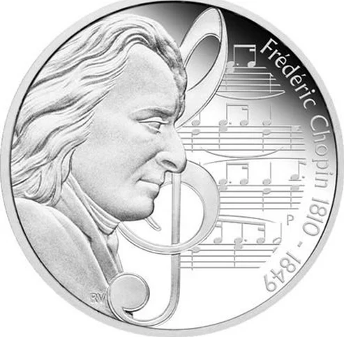 2010 $1 Great Composers Frédéric Chopin 1810-1849 1oz Silver Proof Coin
