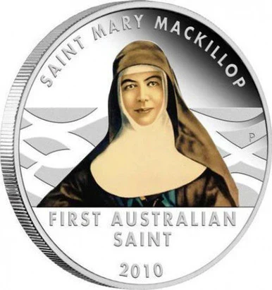 2010 $1 Mary Mackillop First Australian Saint 1oz Silver Coloured Proof Coin - Image 2