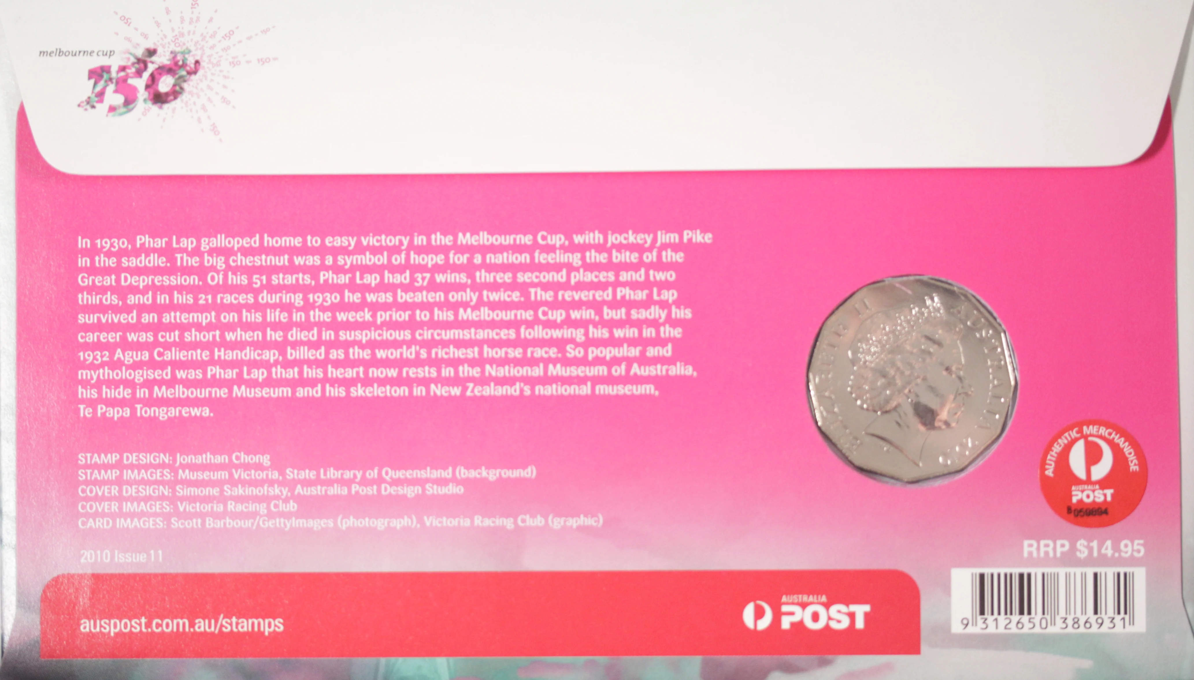 2010 150th Anniversary of the Melbourne Cup 50c PNC - Image 2