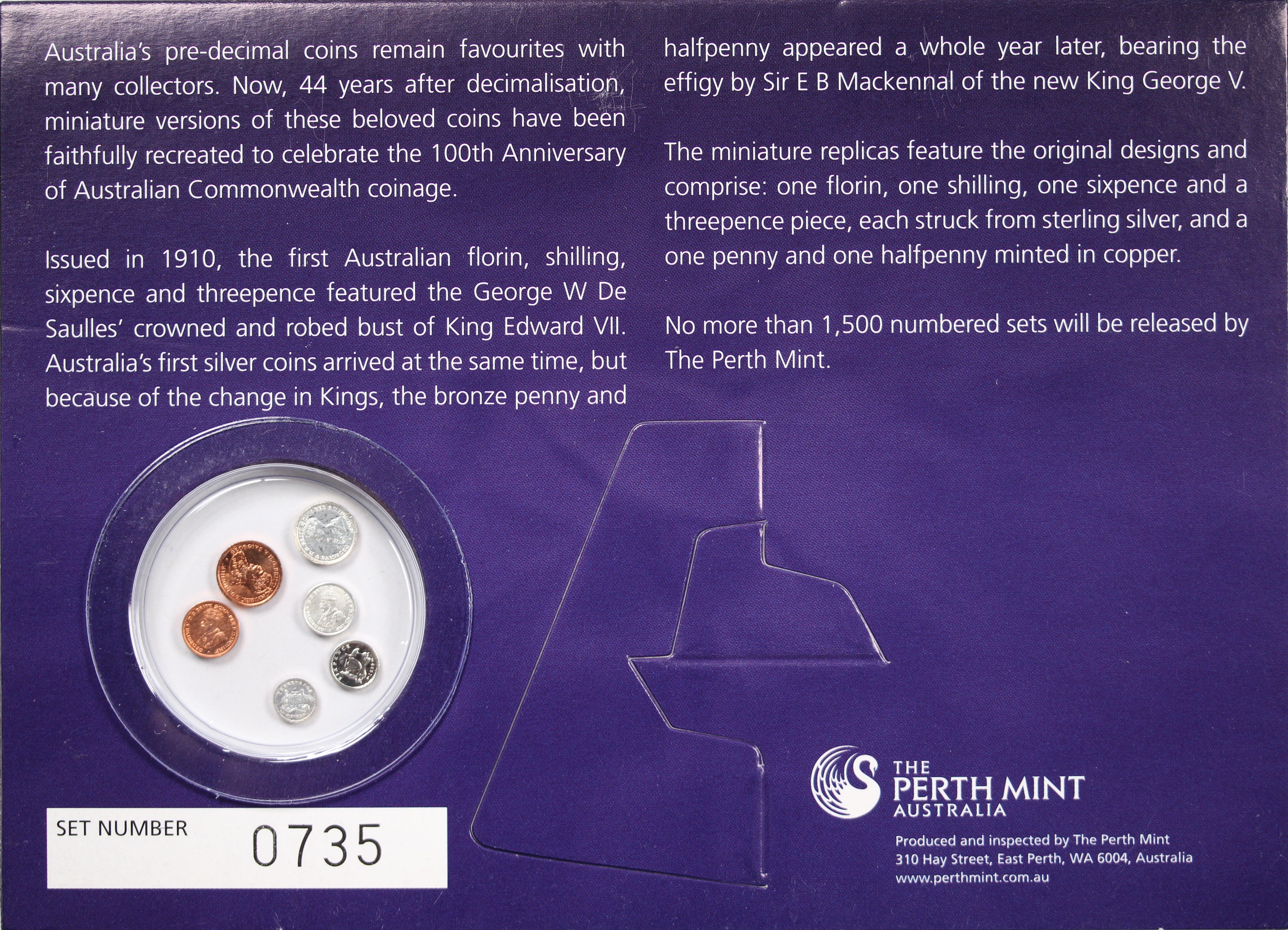 2010 Centenary of Australian Commonwealth Coinage - Pre Decimal Miniature Coins - Image 2